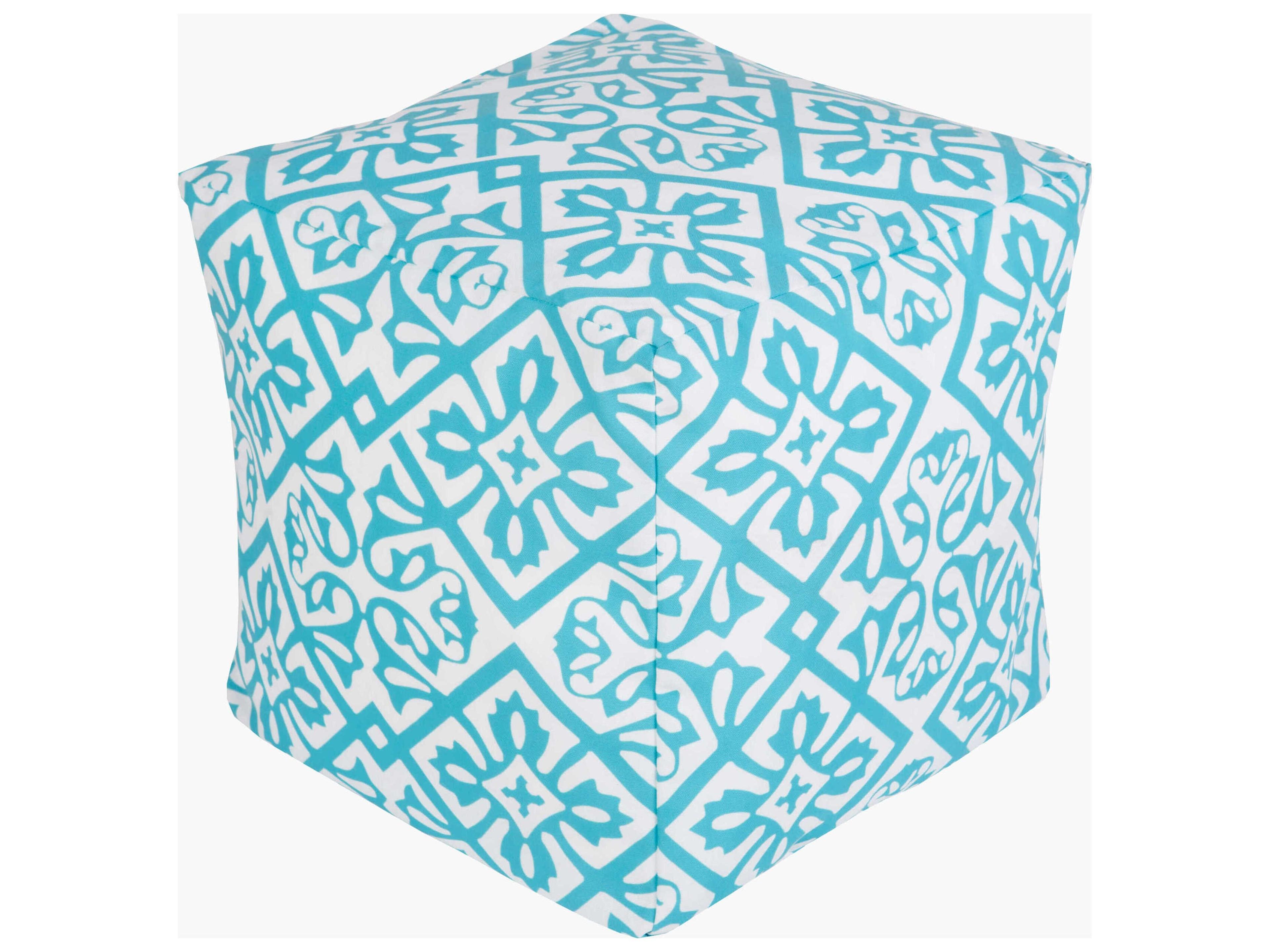 Livabliss by Surya Outdoor Rain Aqua Fabric Cushion Pouf