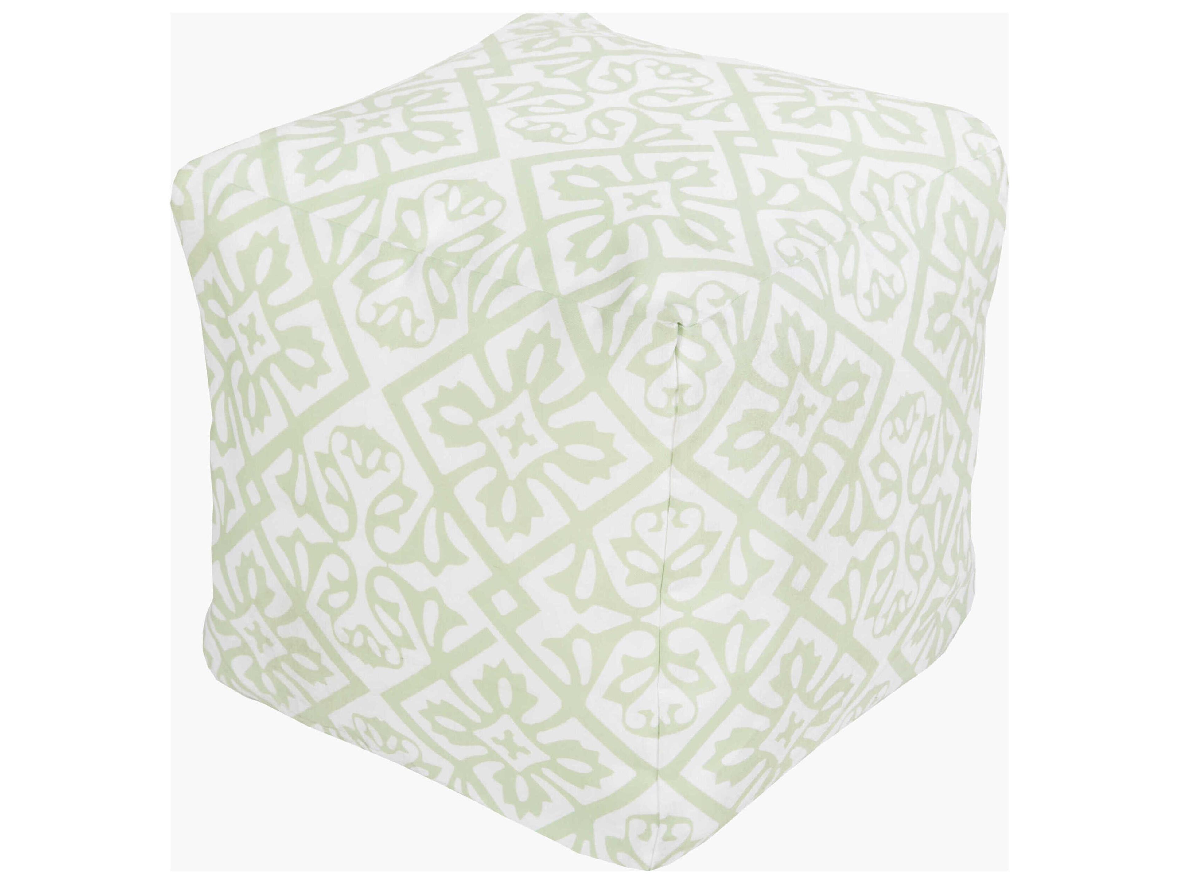 Rain Seafoam Fabric Cushion Pouf