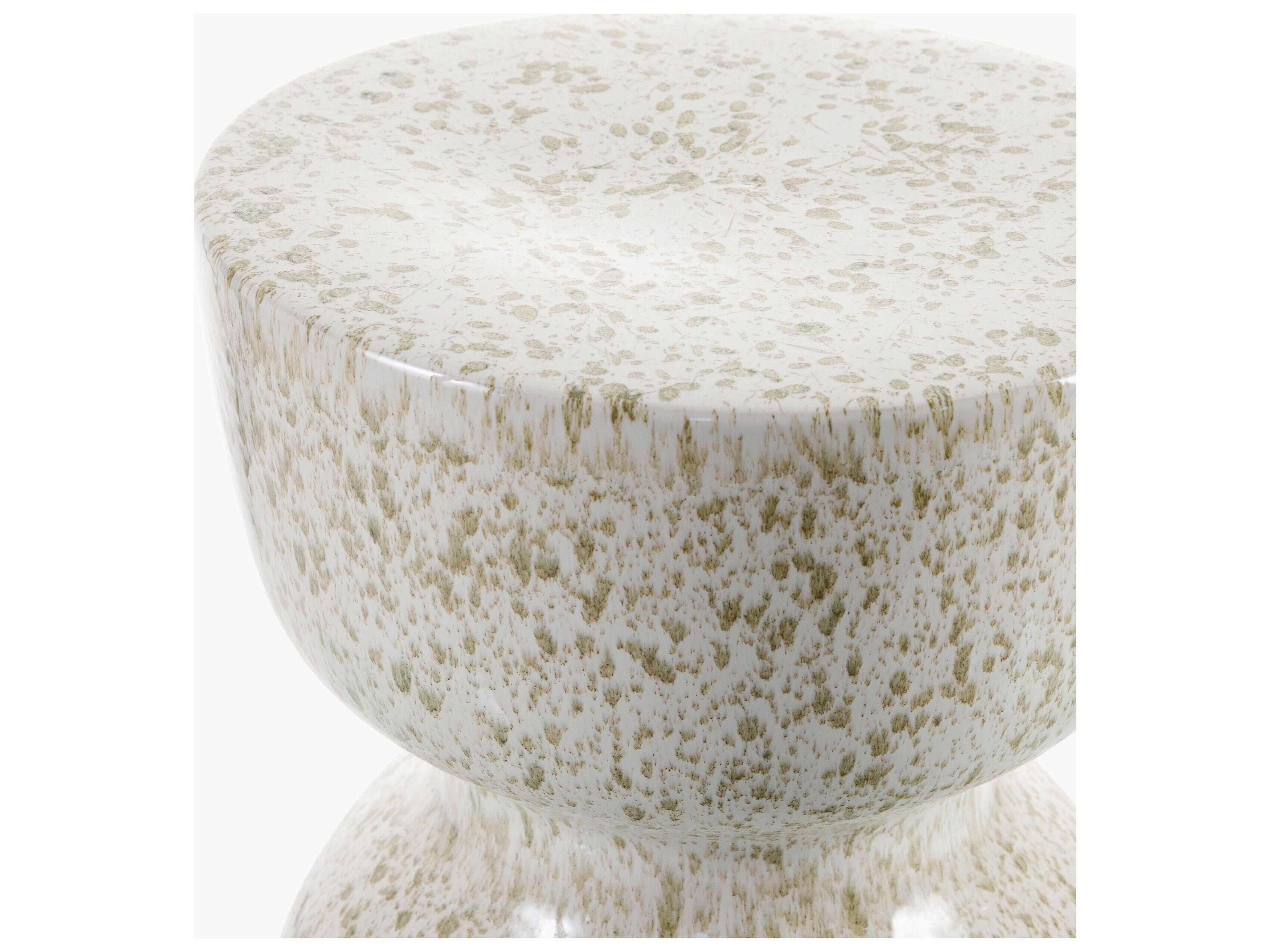 Livabliss by Surya Outdoor Arita Cream Sage Ceramic Round End Table