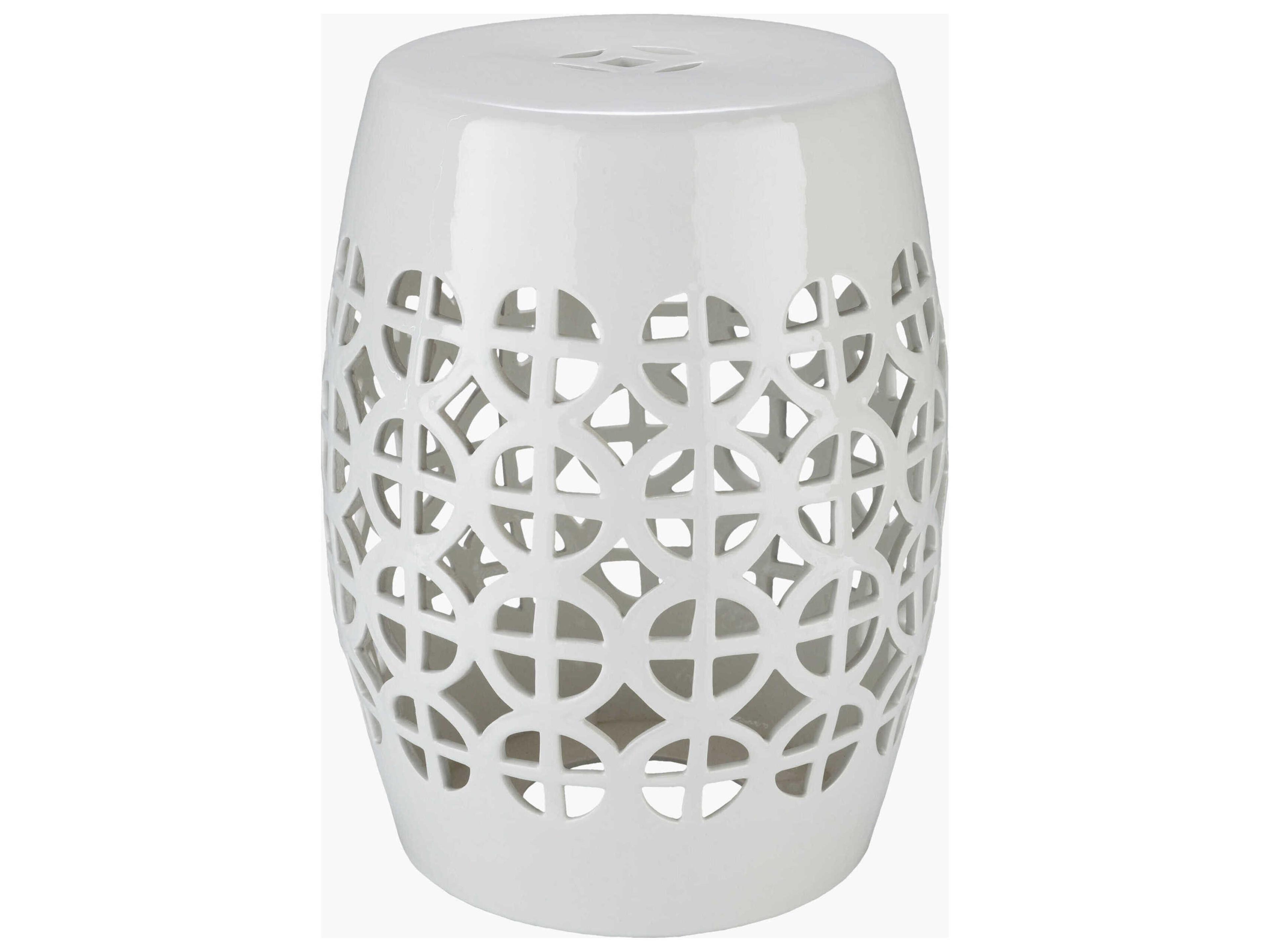 Ridgeway White Ceramic Round End Table