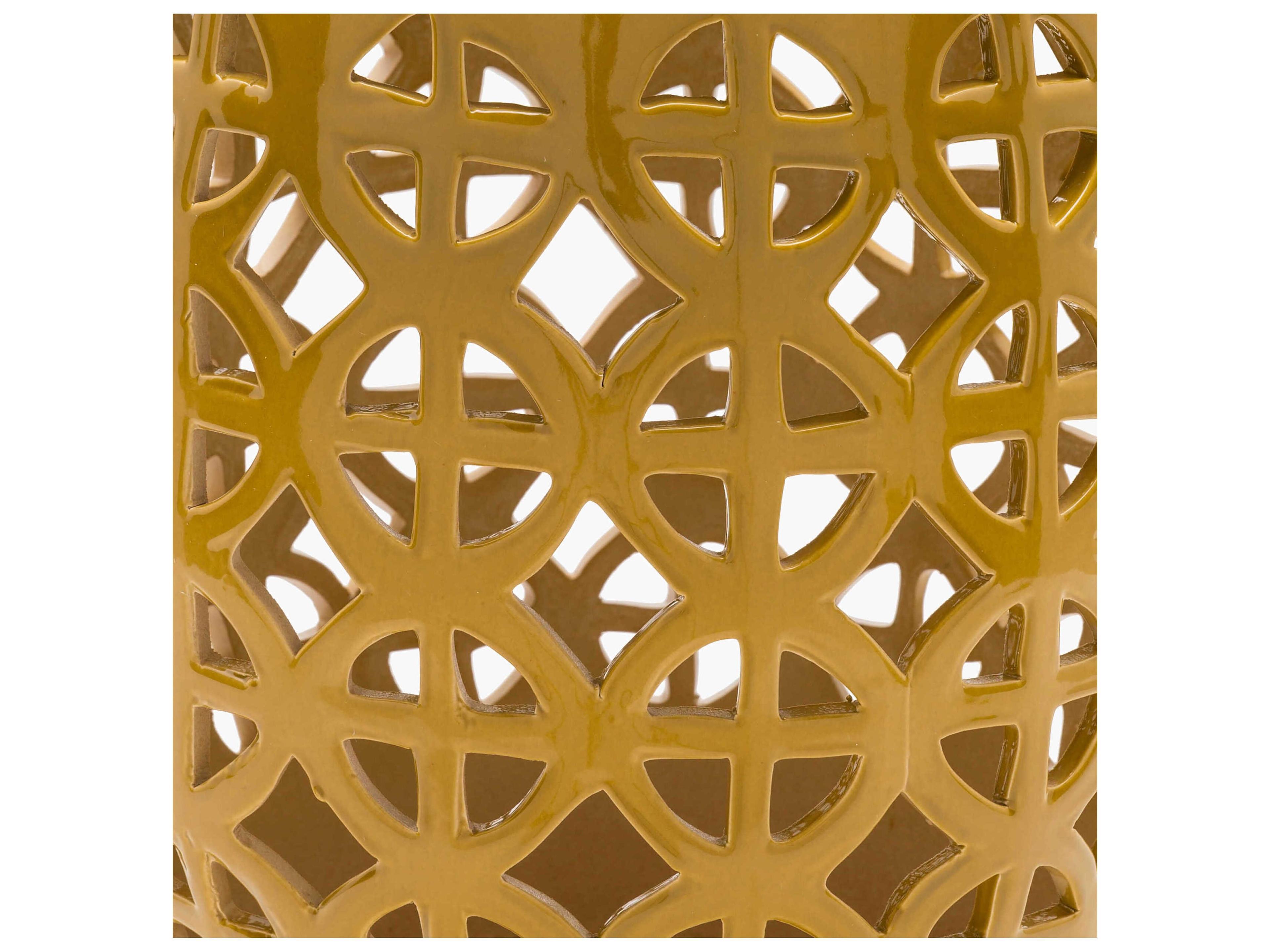 Livabliss by Surya Outdoor Ridgeway Mustard Ceramic Round End Table