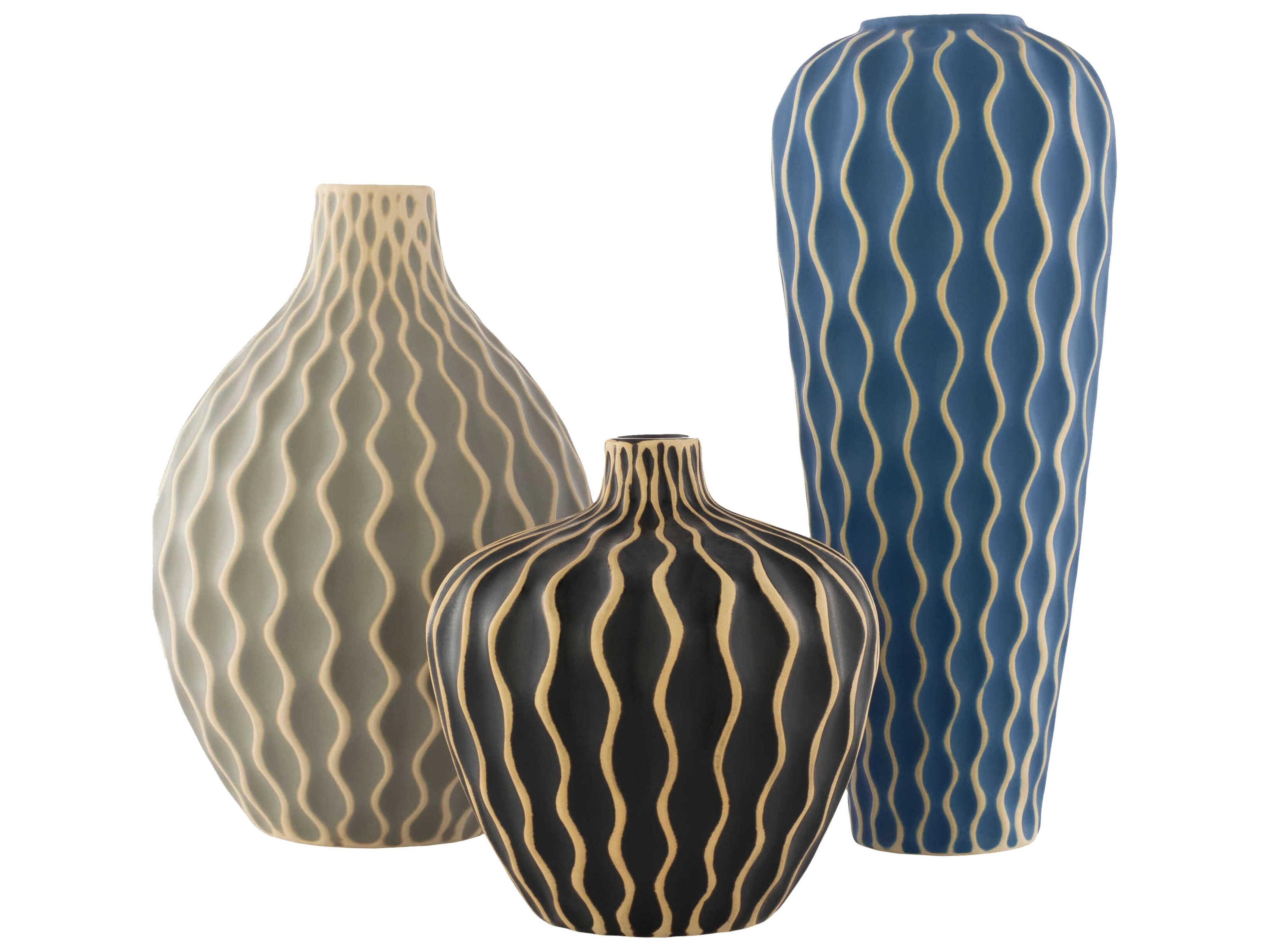 Livabliss by Surya Outdoor Waves Glazed Gray Vase