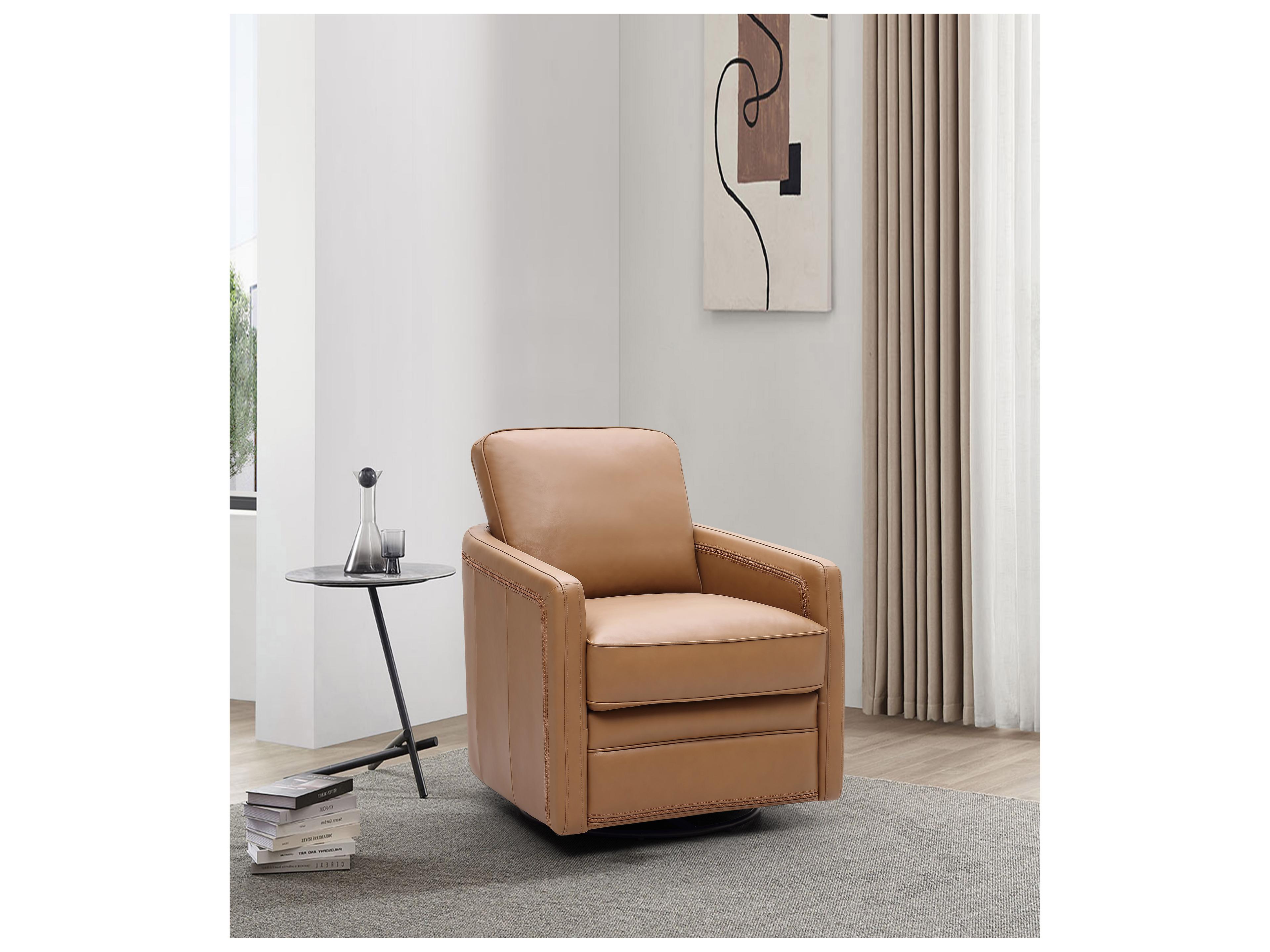 Leather Italia USA Turner Chair - 360 Swivel - Glider 1110S Camel