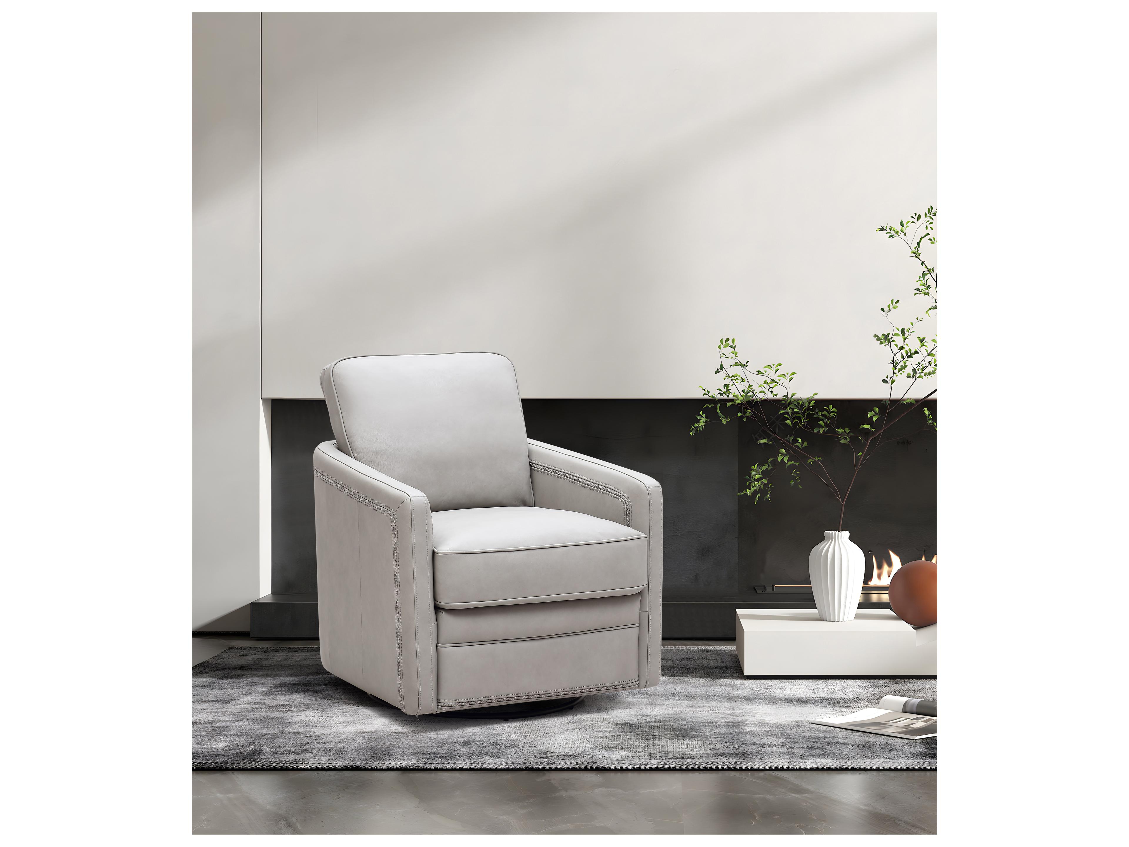 Leather Italia USA Turner Chair - 360 Swivel - Glider 1760S Stone