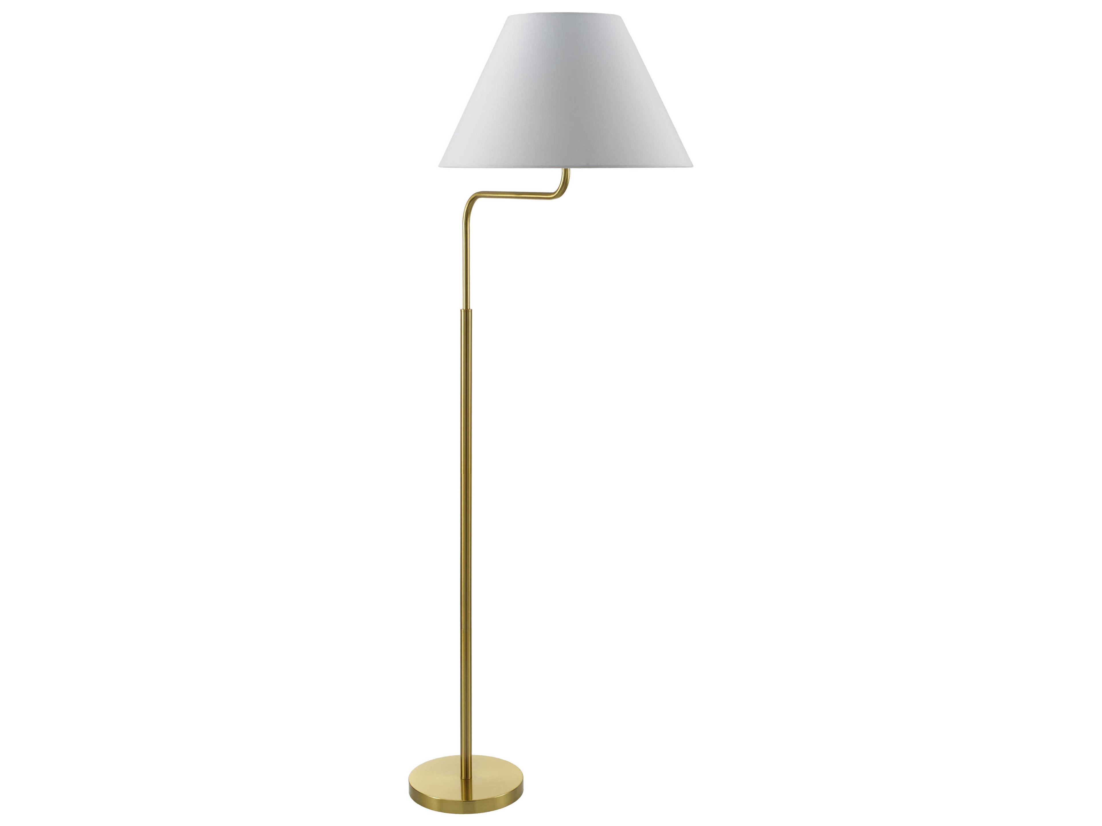 Arcane Metallic Brass Floor Lamp with White Cotton Shade