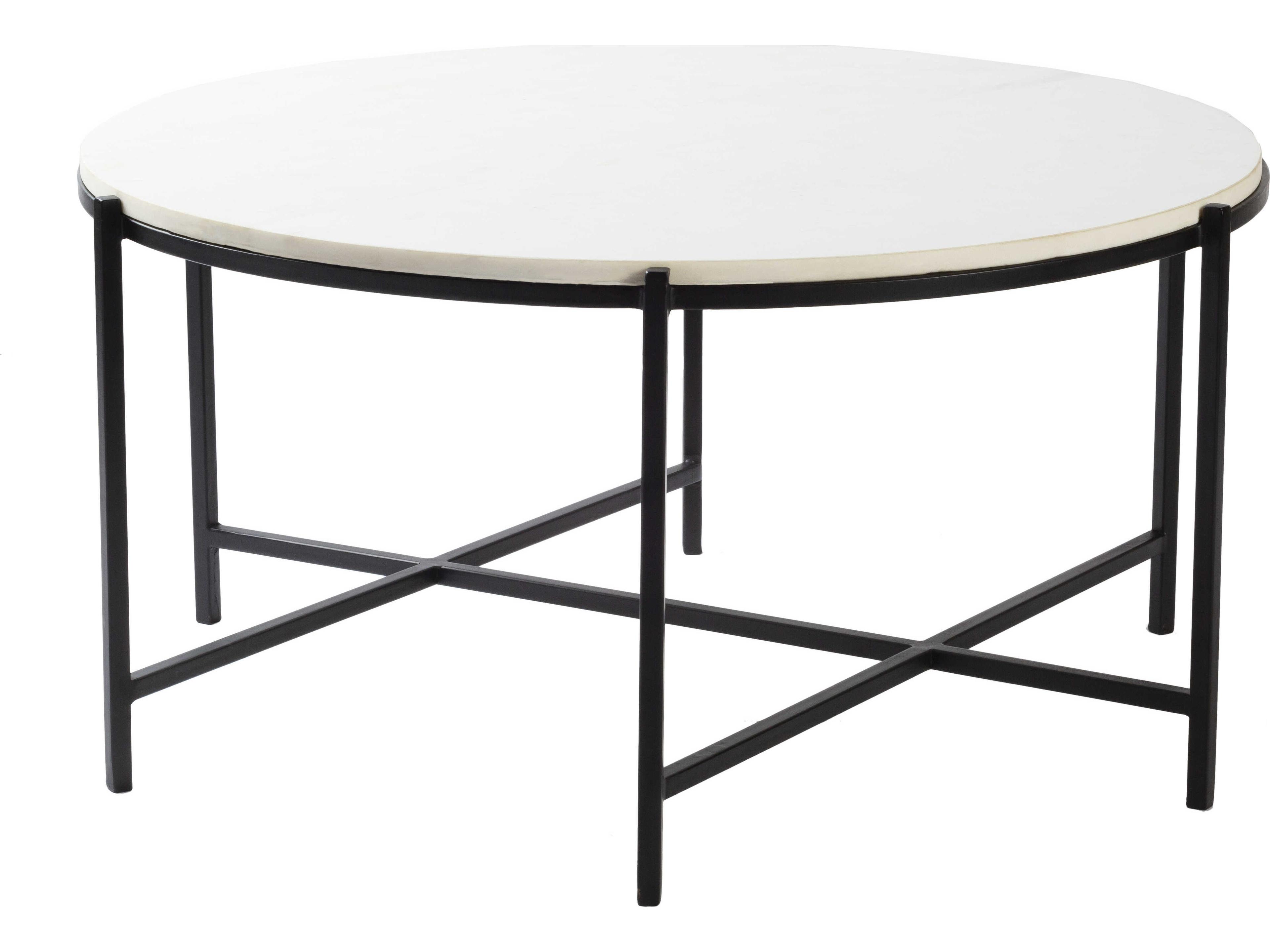 Anaya Round Marble White Black Coffee Table