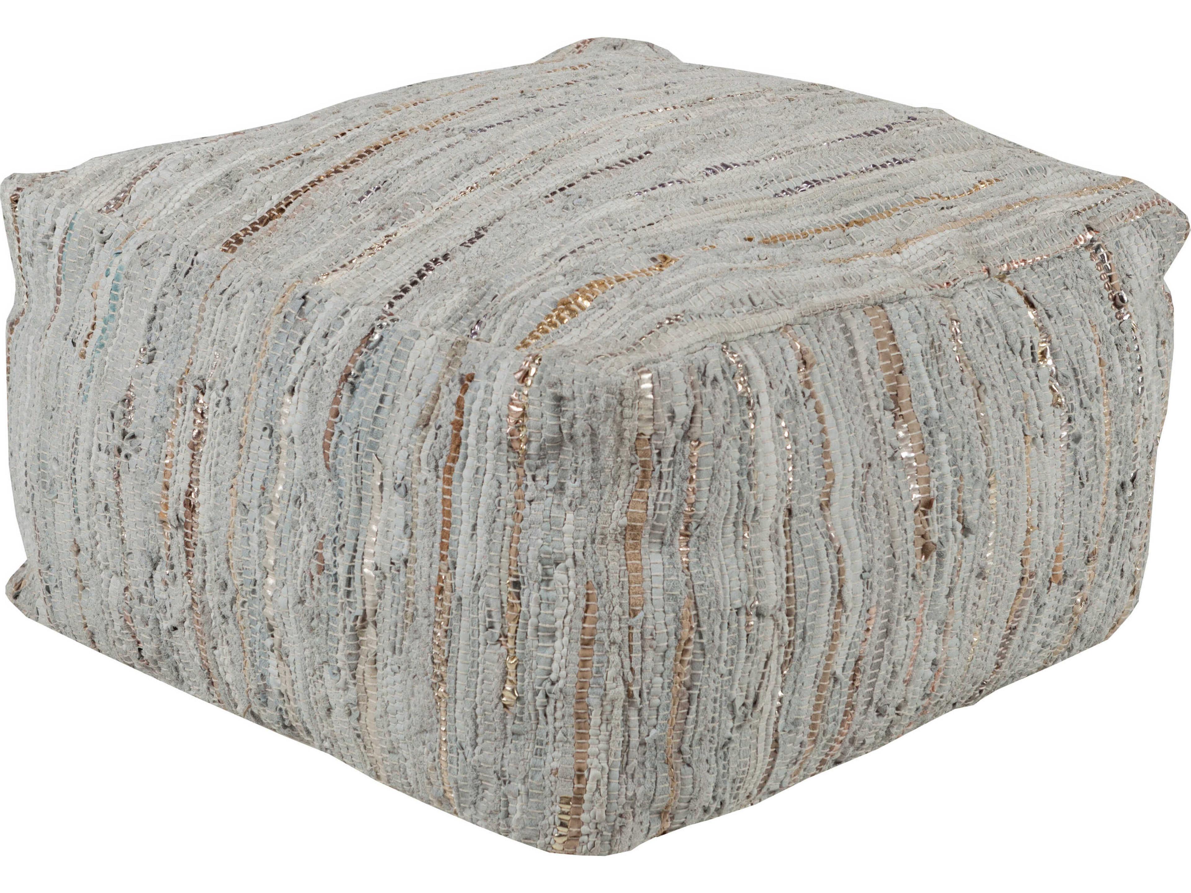 Anthracite Ivory Pale Blue Metallic Silver White Upholstered Ottoman