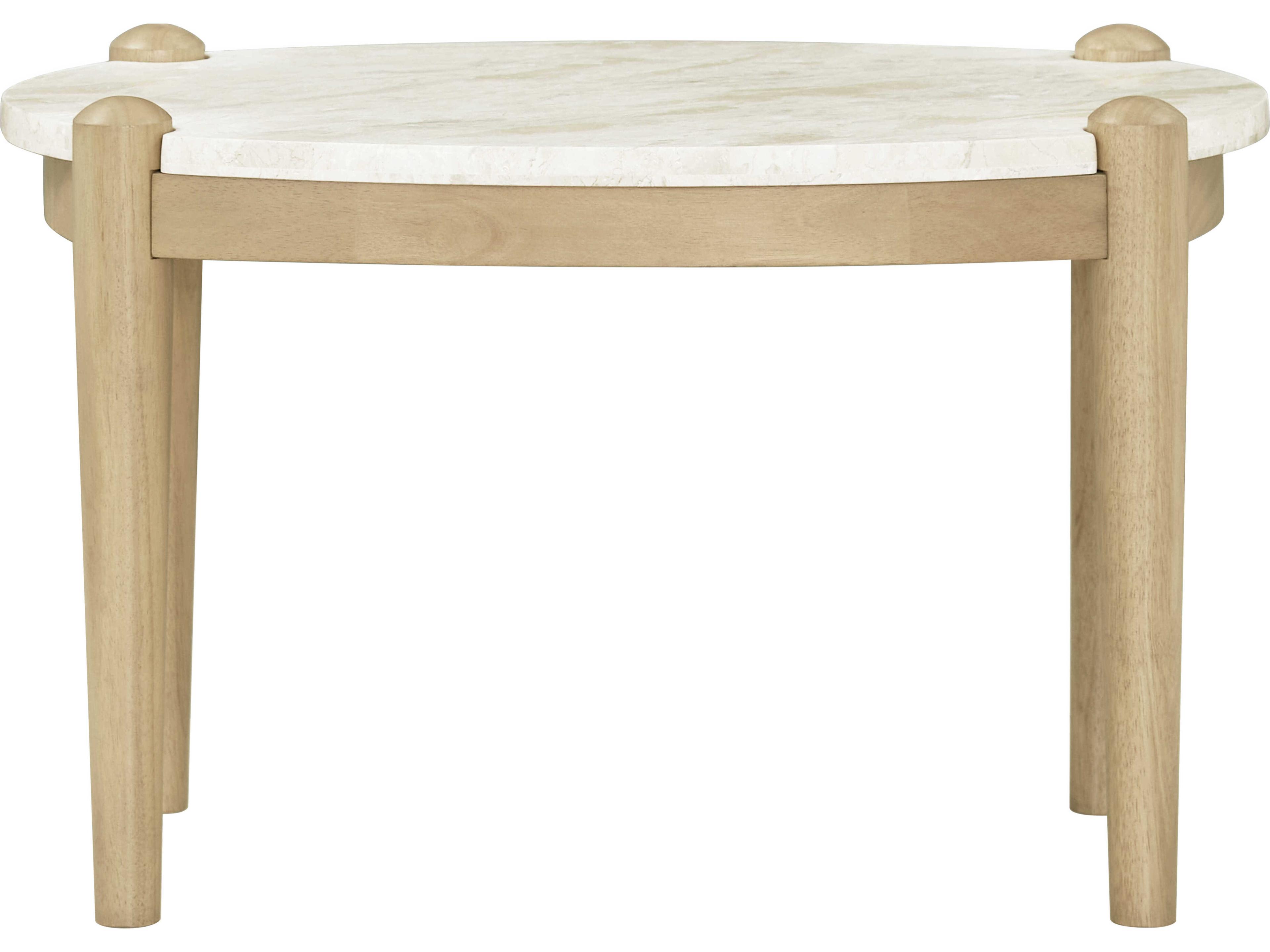 Becki Owens Coronado Oval Marble White Tan End Table