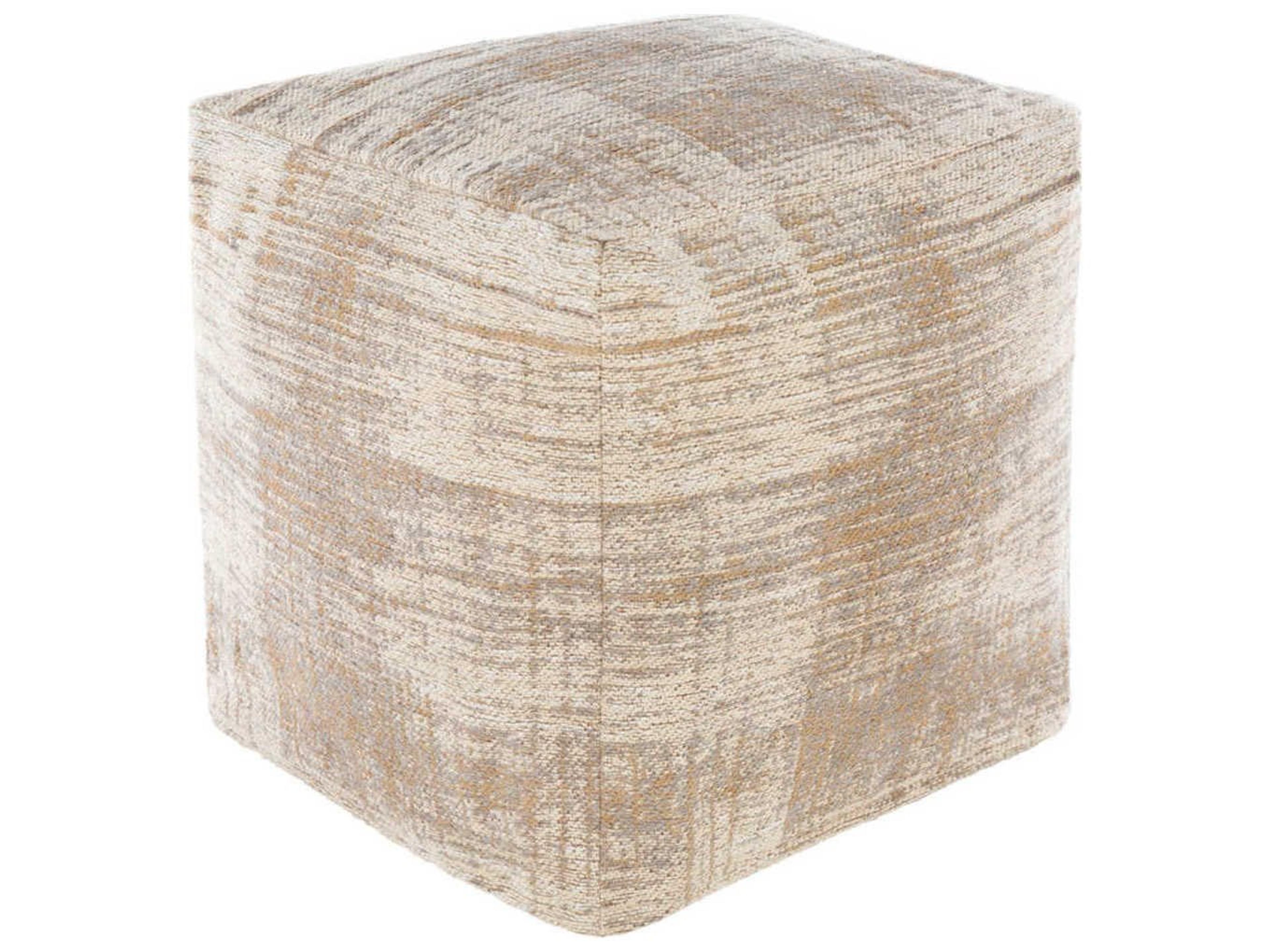 Dalen Cream Gray Taupe Brown Upholstered Ottoman