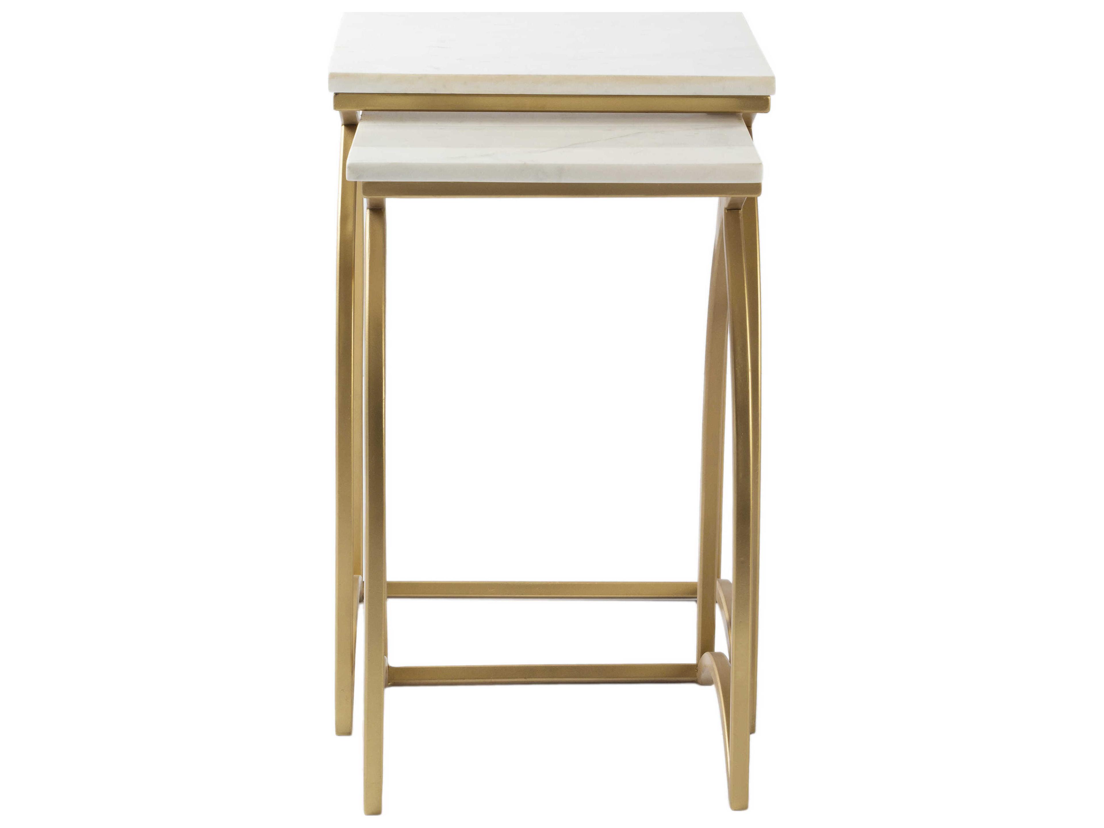 Livabliss by Surya Evana Square Marble White Gold End Table