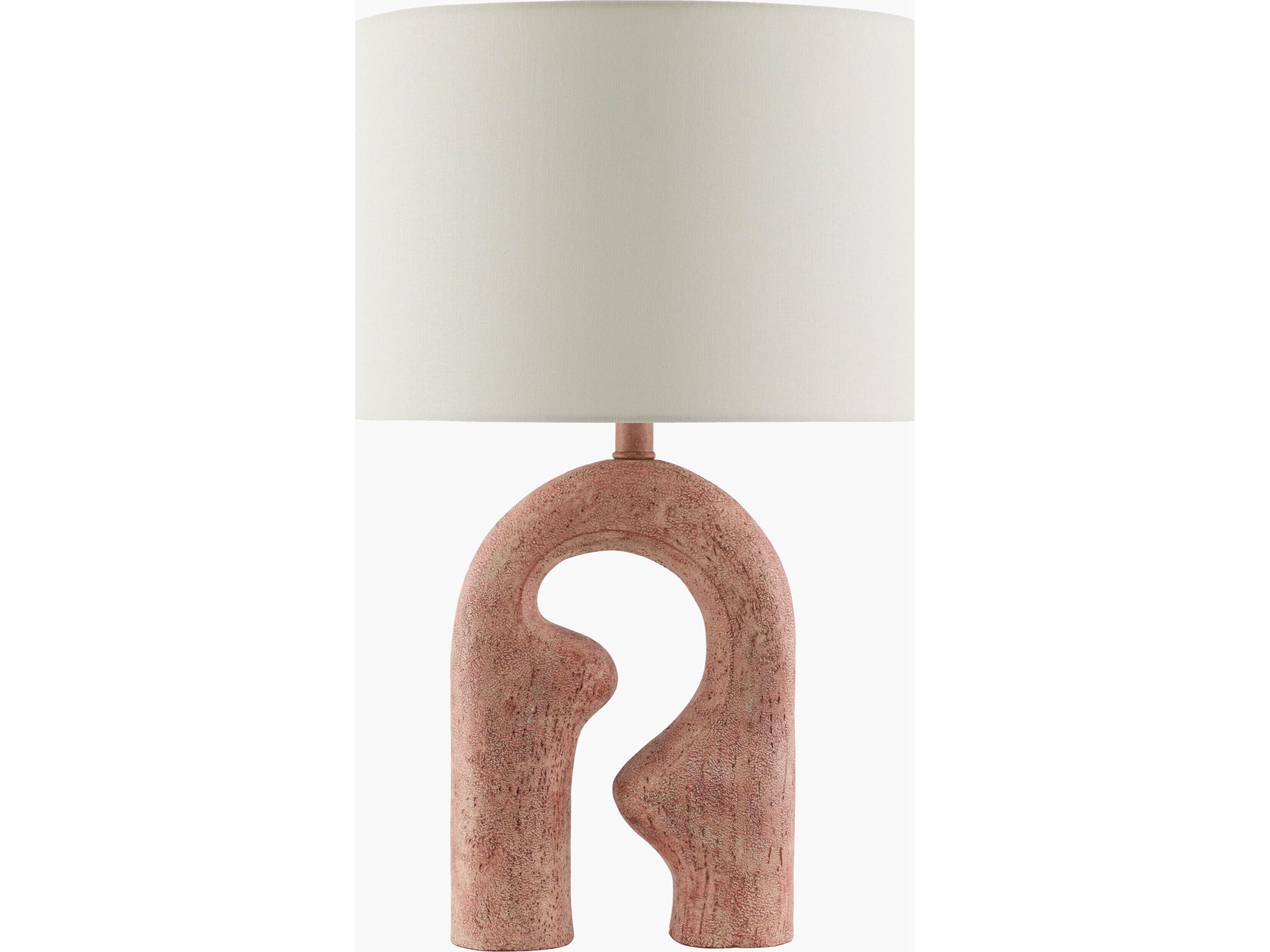 Ellory Painted Blush White Linen Pink Table Lamp