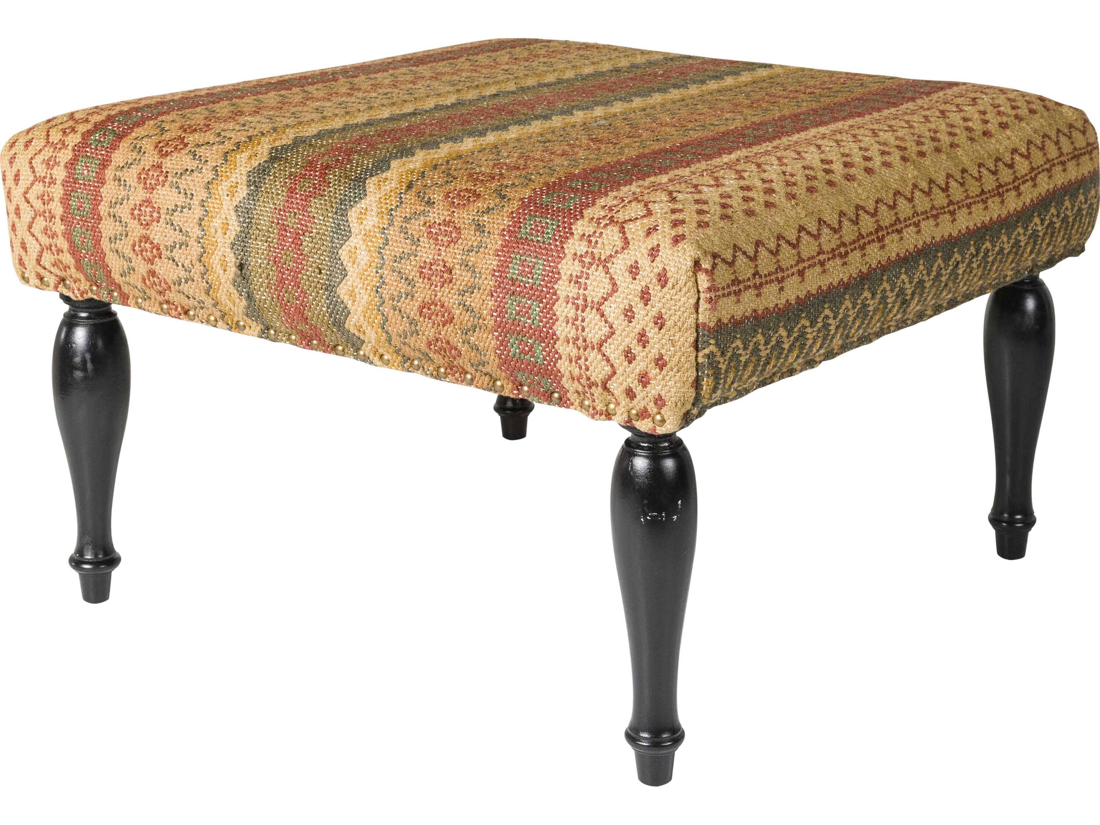 Nicholson Camel Black Brown Upholstered Ottoman