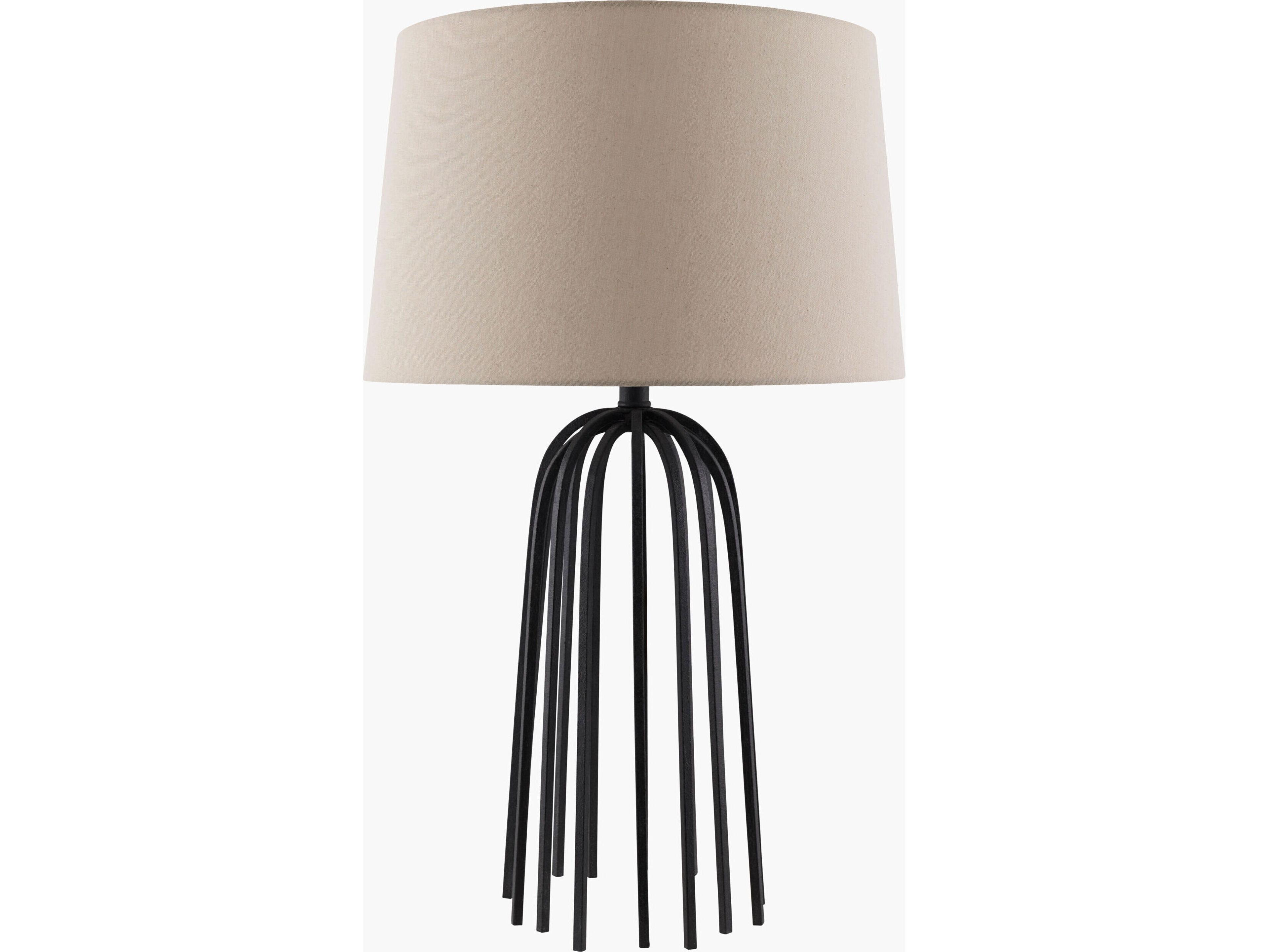 Fermo Painted Black White Linen Buffet Lamp