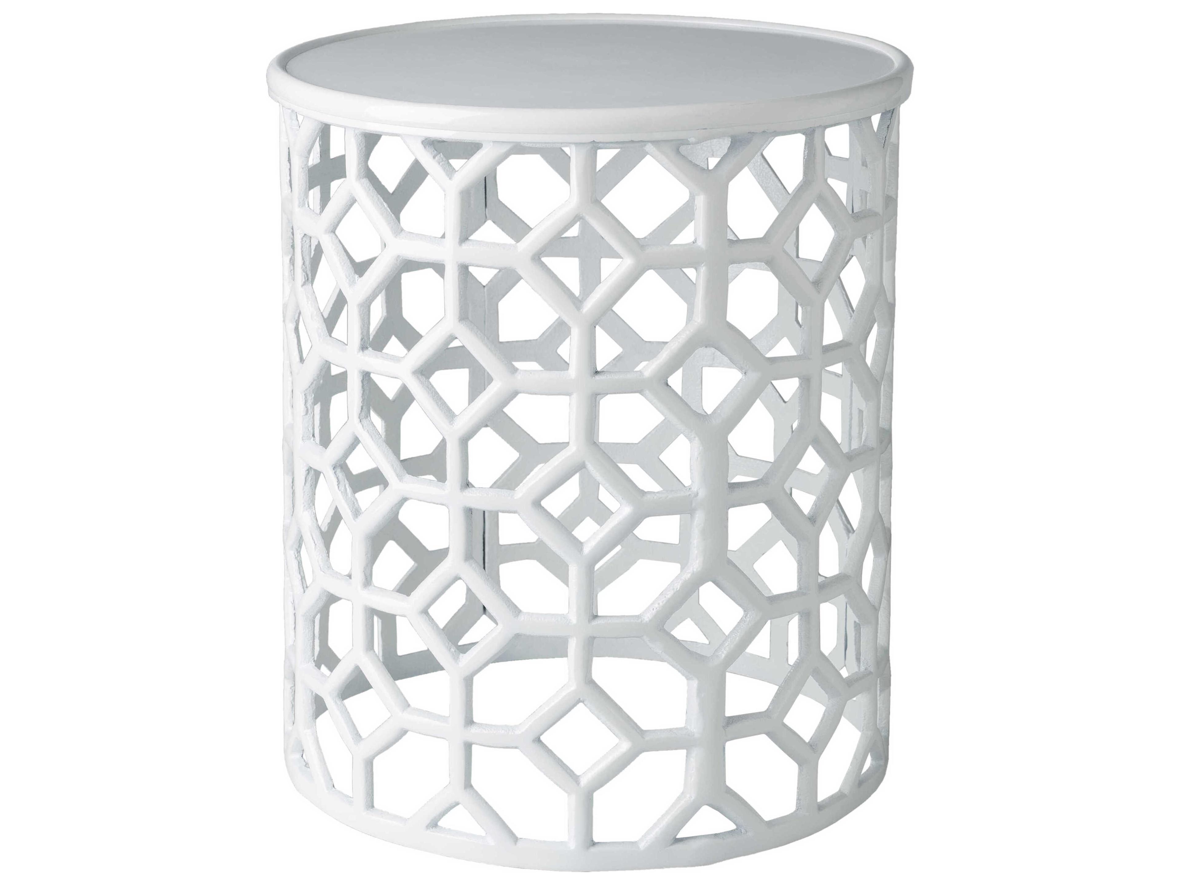 Hale Round Metal White End Table