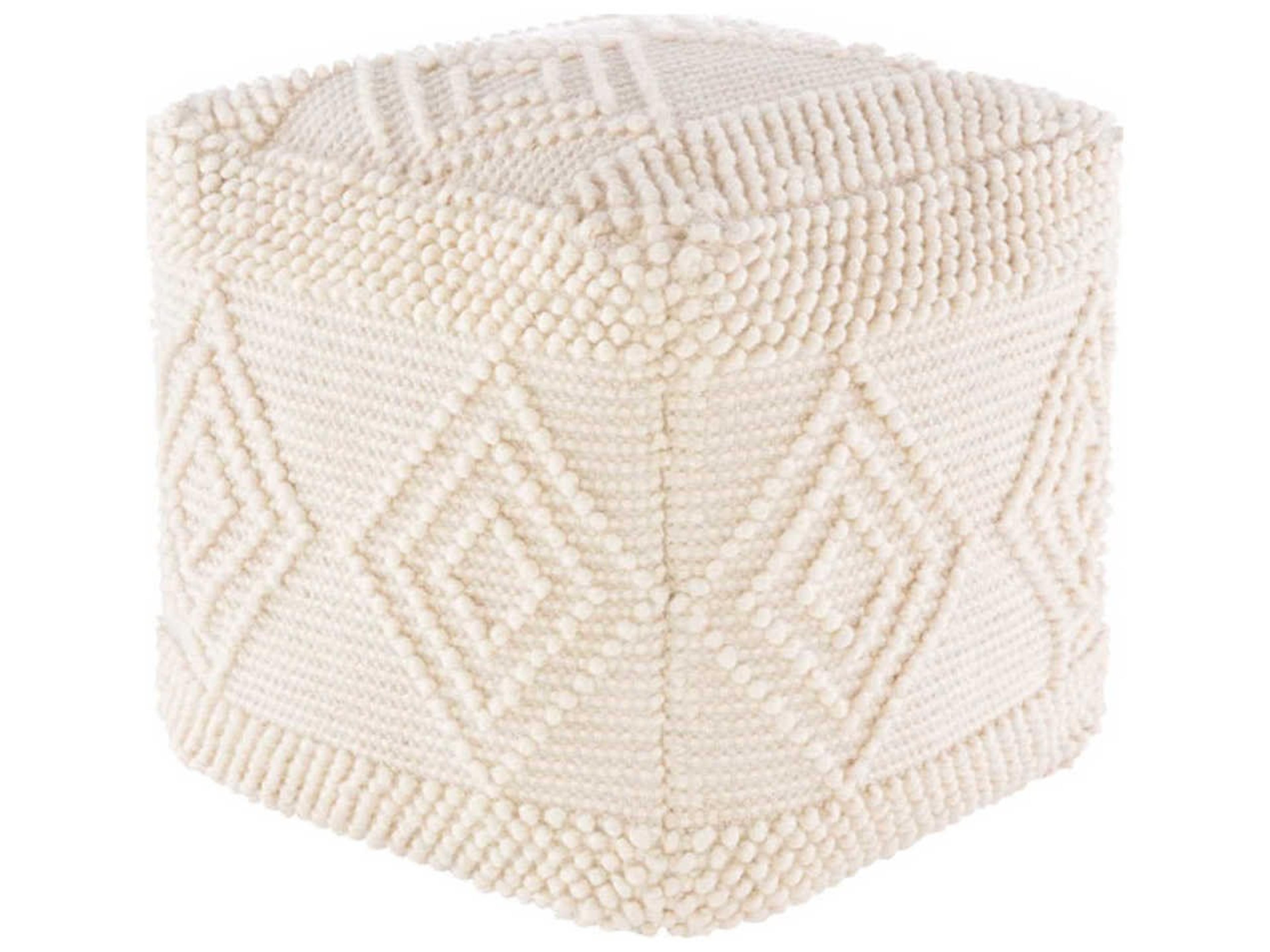 Hygge Charcoal White Gray Upholstered Ottoman