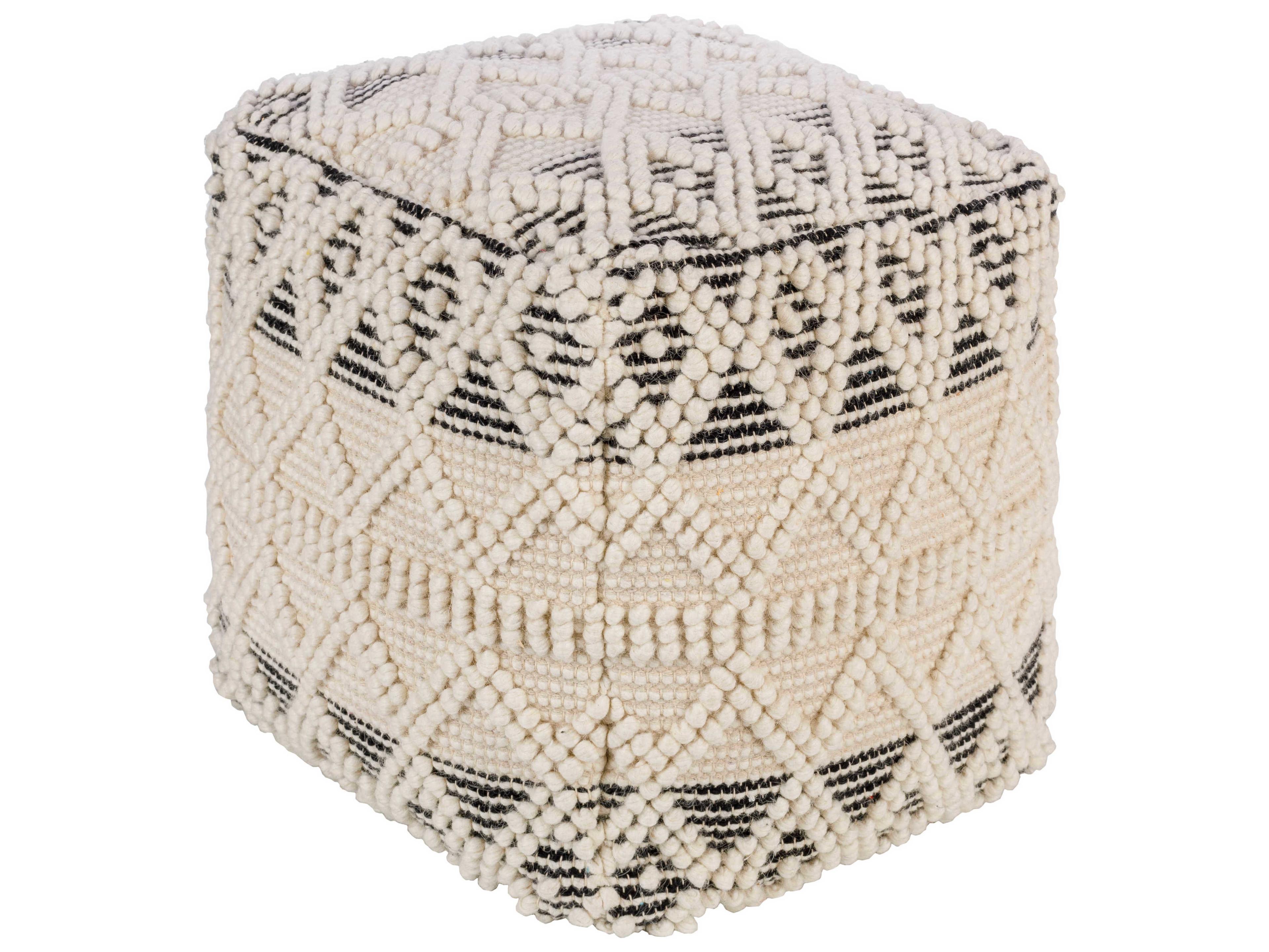 Hygge Black Cream Upholstered Ottoman