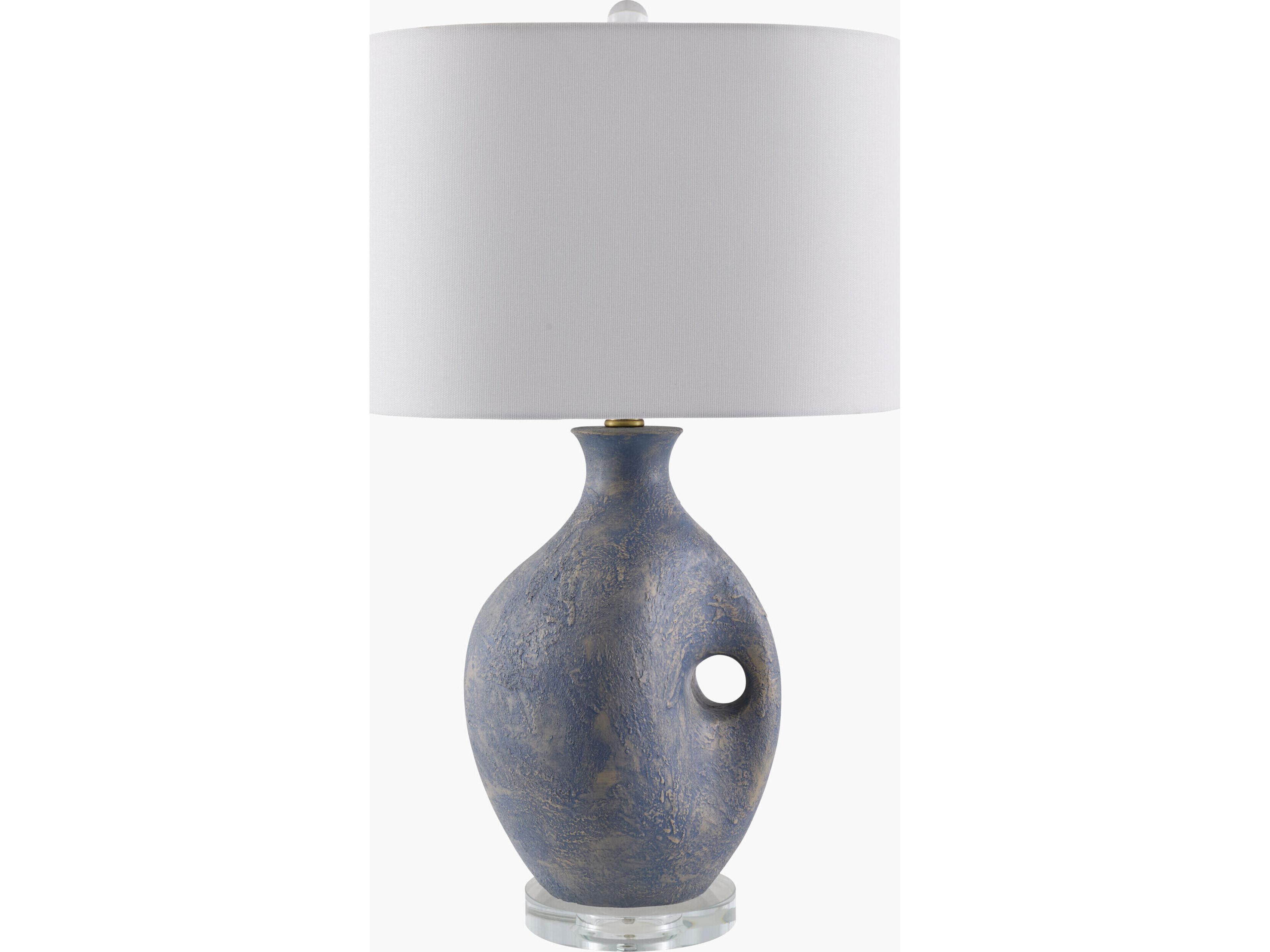 Haria Painted Blue White Linen Buffet Lamp