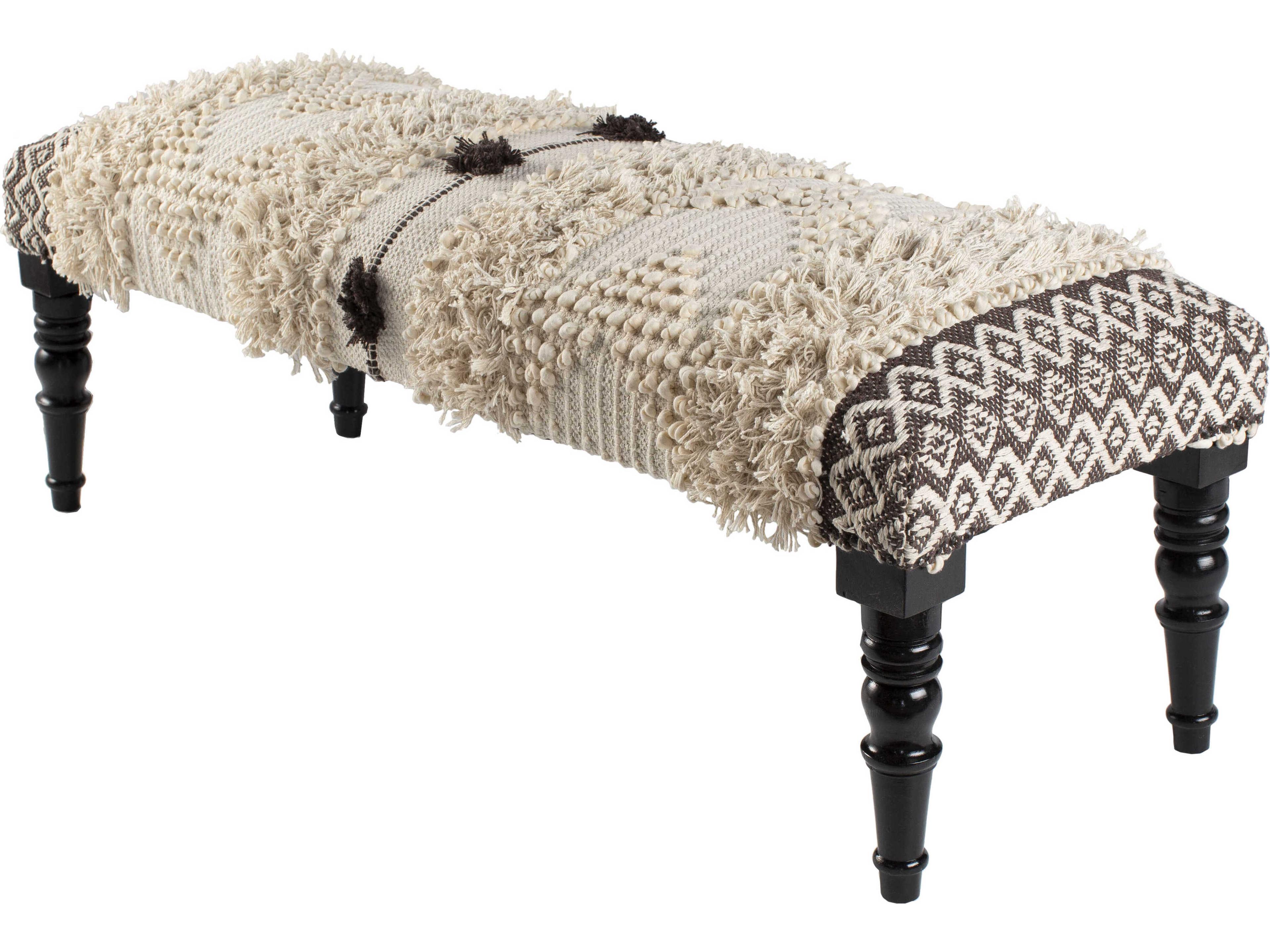 Haarlem Dark Brown Light Beige Black Upholstered Accent Bench