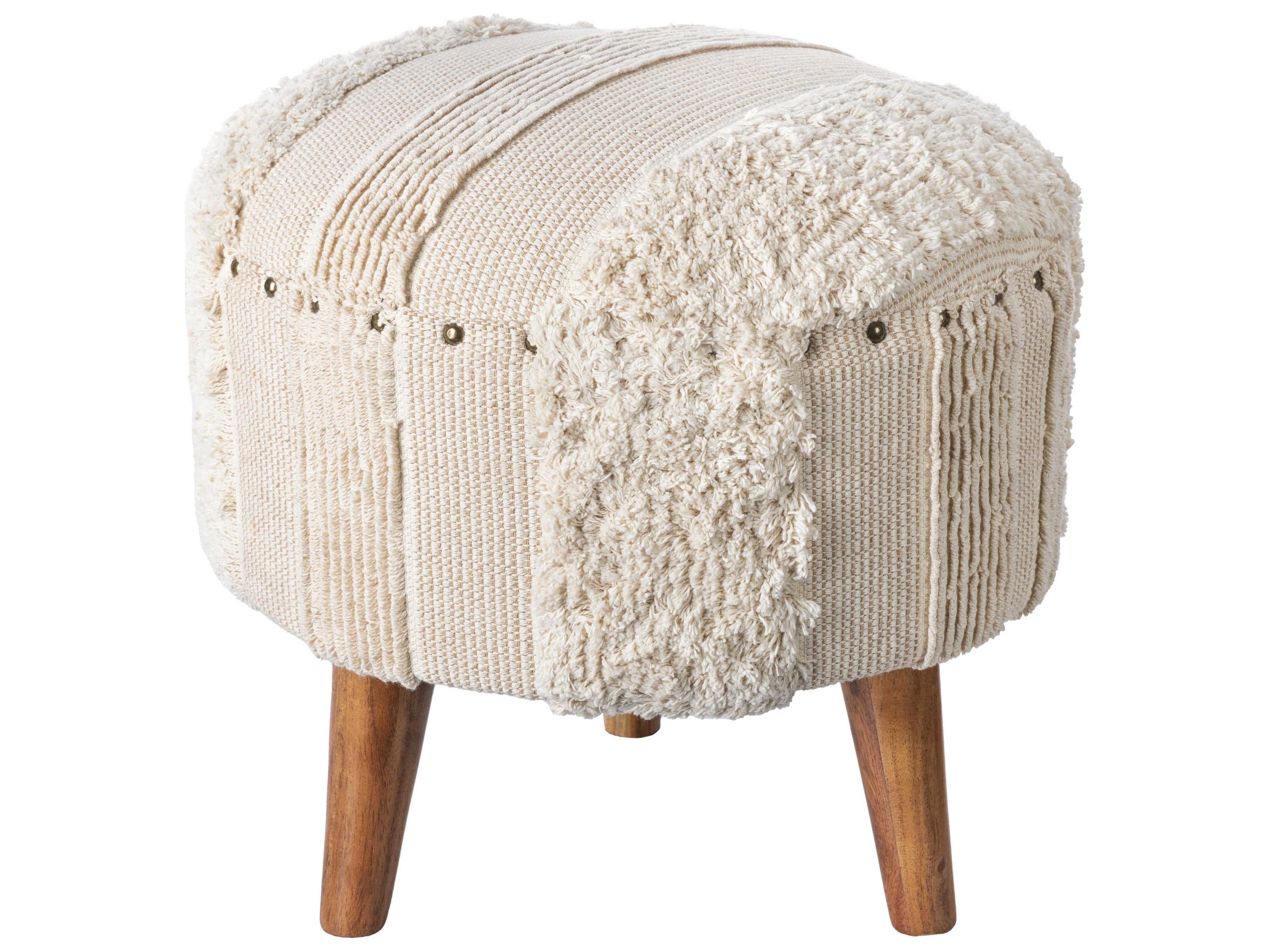 Haarlem Brown Cream Upholstered Accent Stool