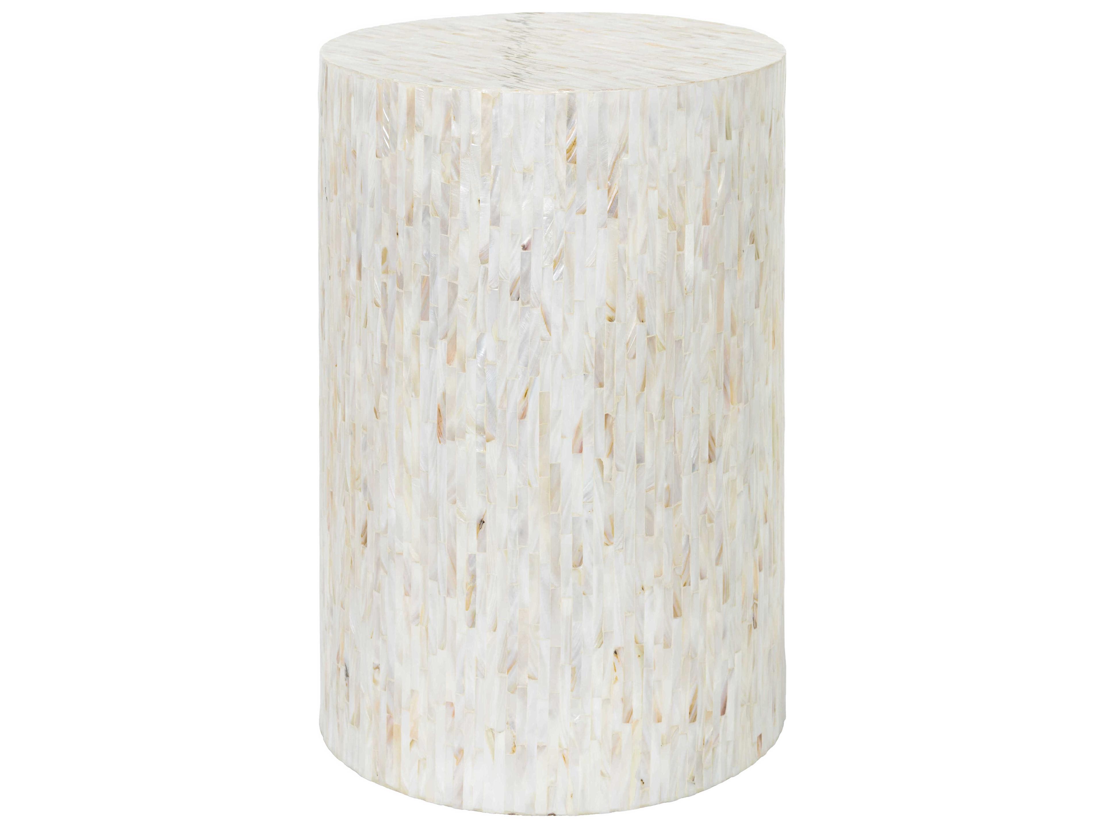 Iridescent Square End Table with Tan Ivory Shell