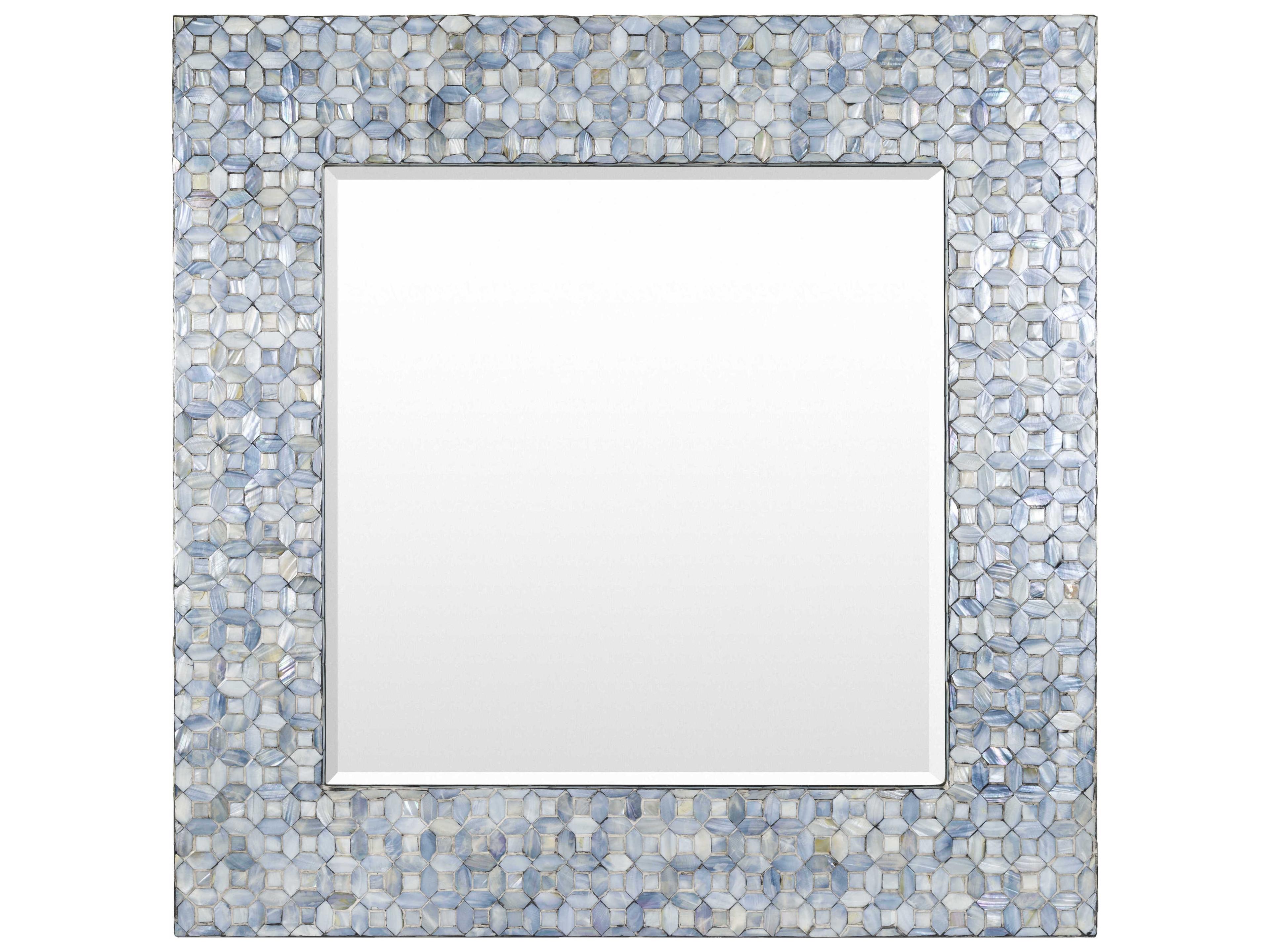 Iridescent Inlaid Blue Square Wall Mirror