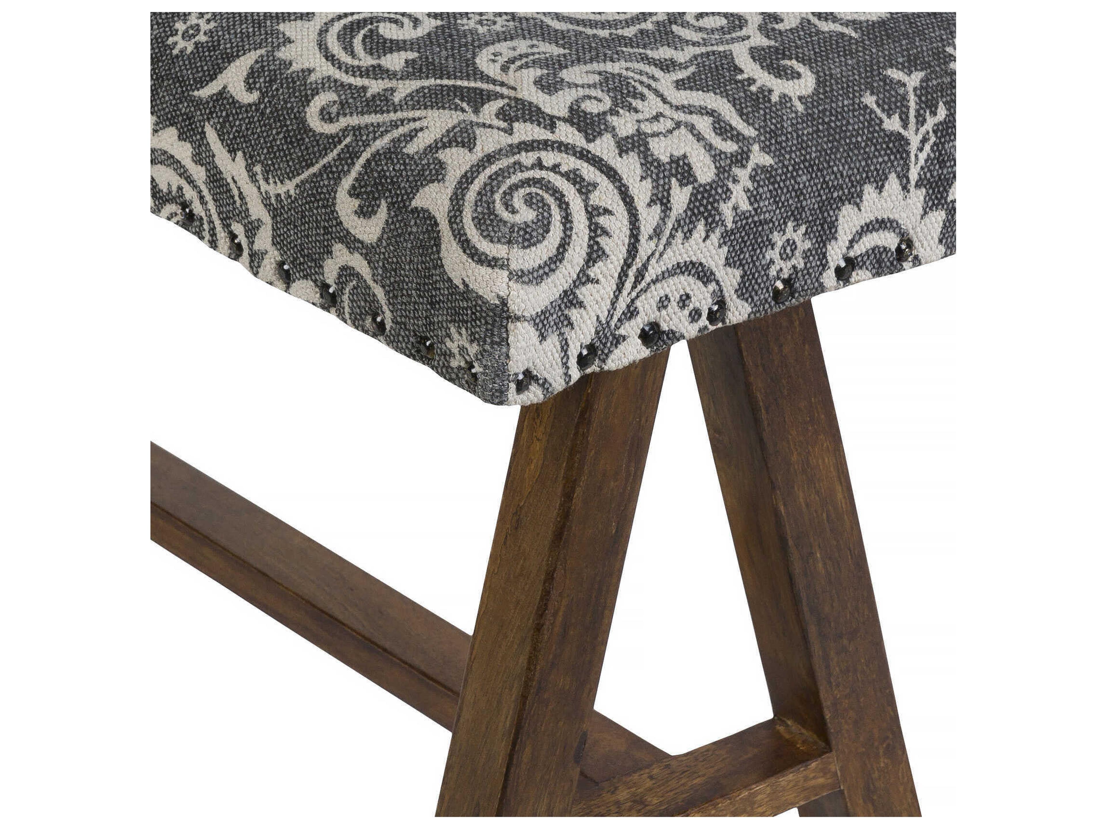 Livabliss by Surya Kanpur Black Brown Upholstered Accent Bench