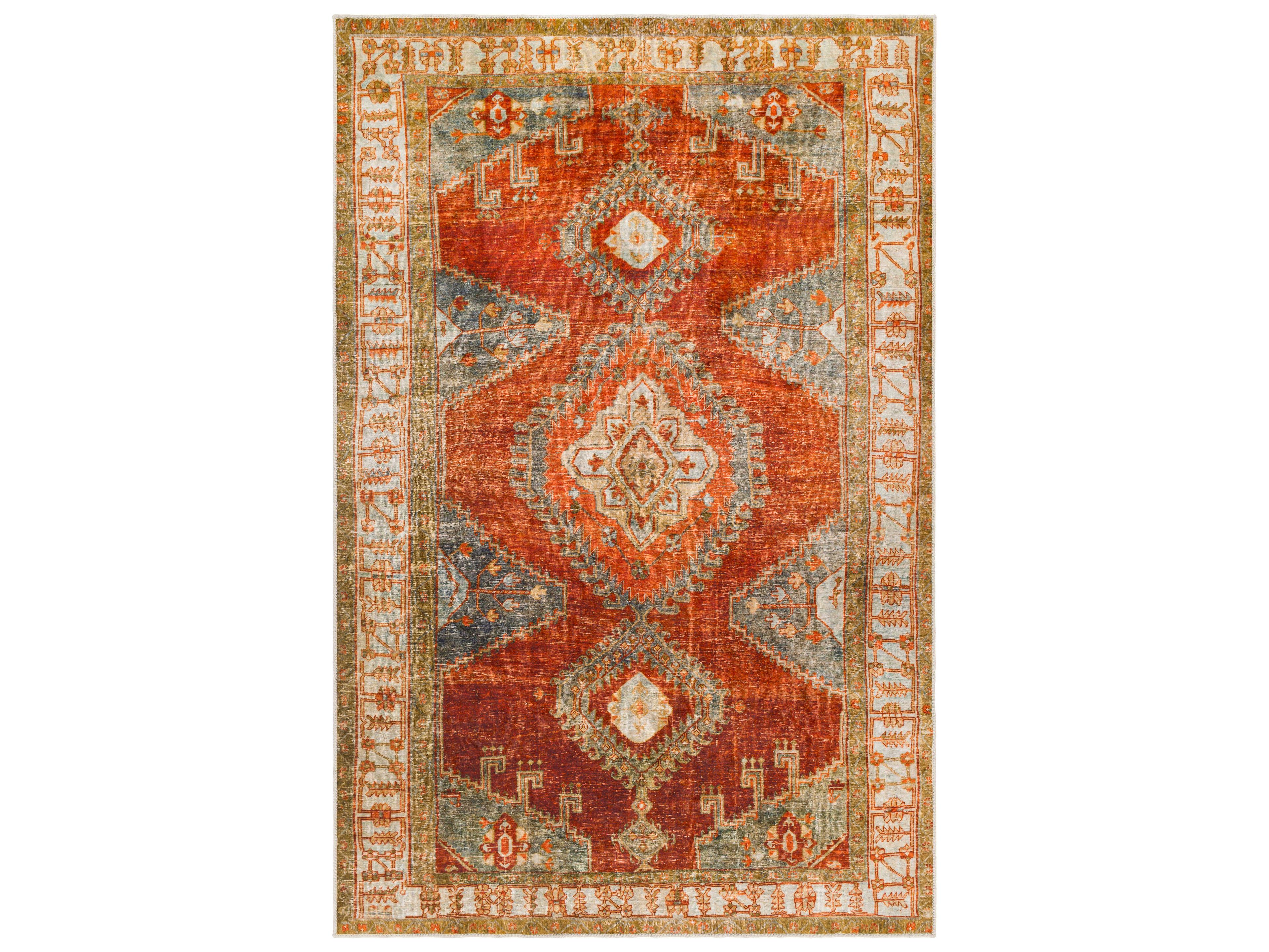 Lavable Bordered Area Rug