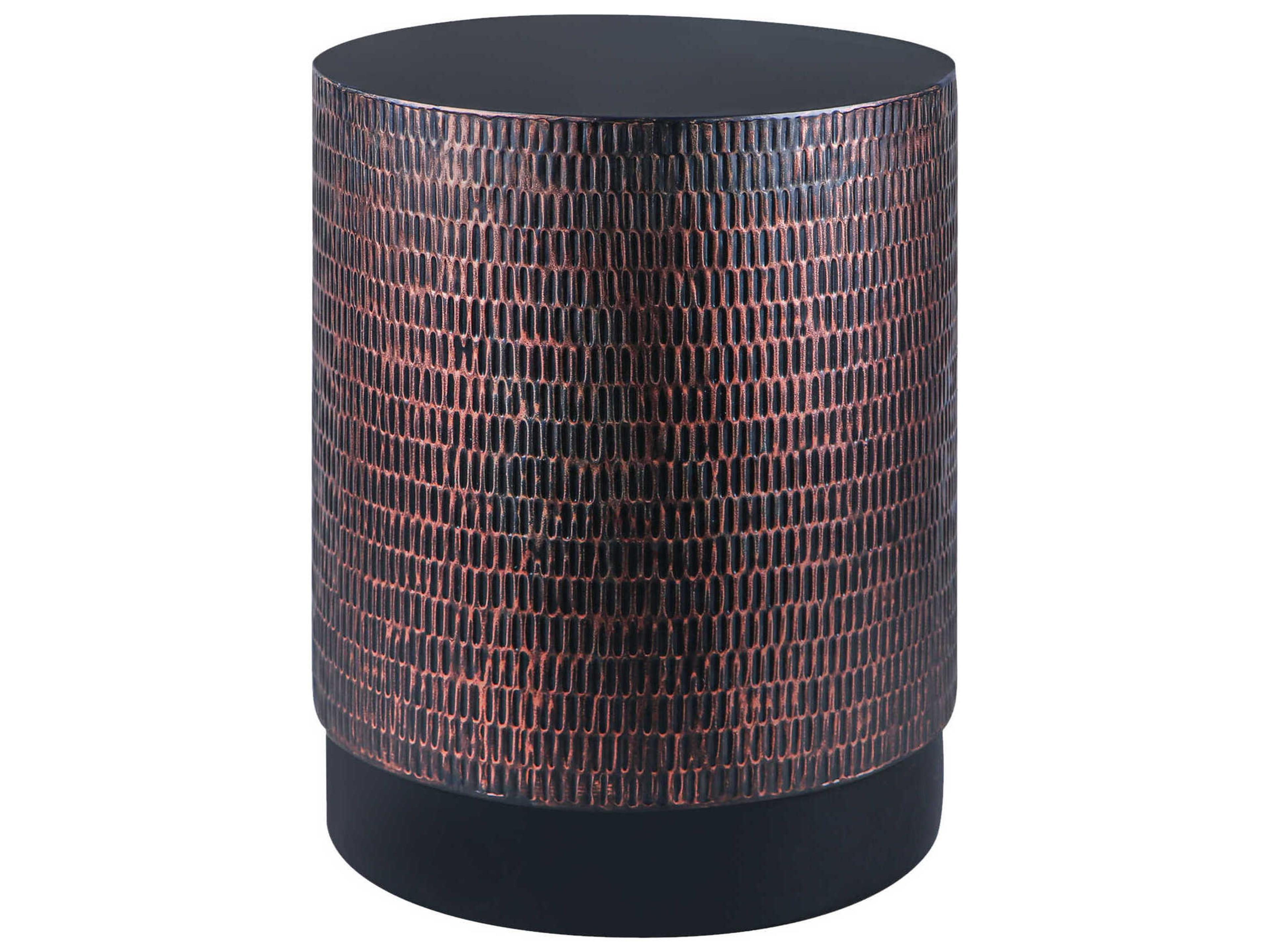 Amenet Round Metal End Table in Gold and Black