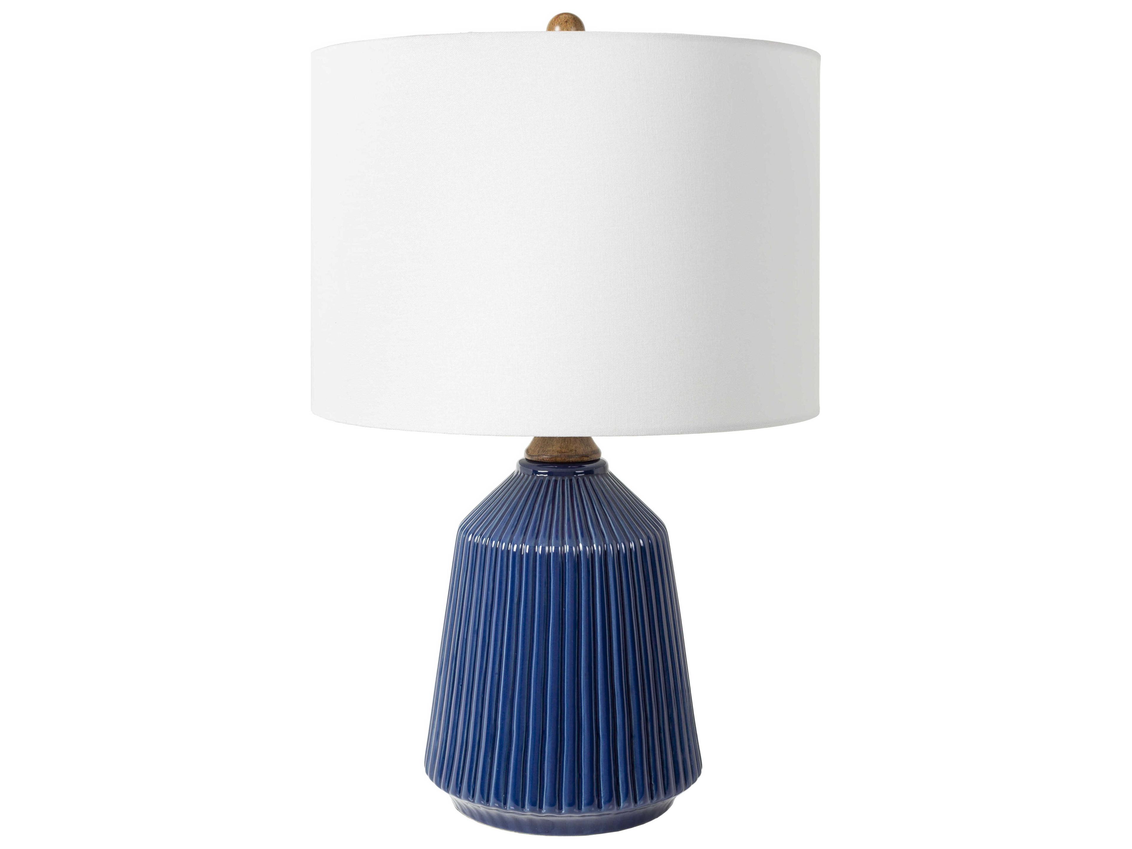 Lennon 26-Inch Modern Ceramic Table Lamp in Glazed Blue