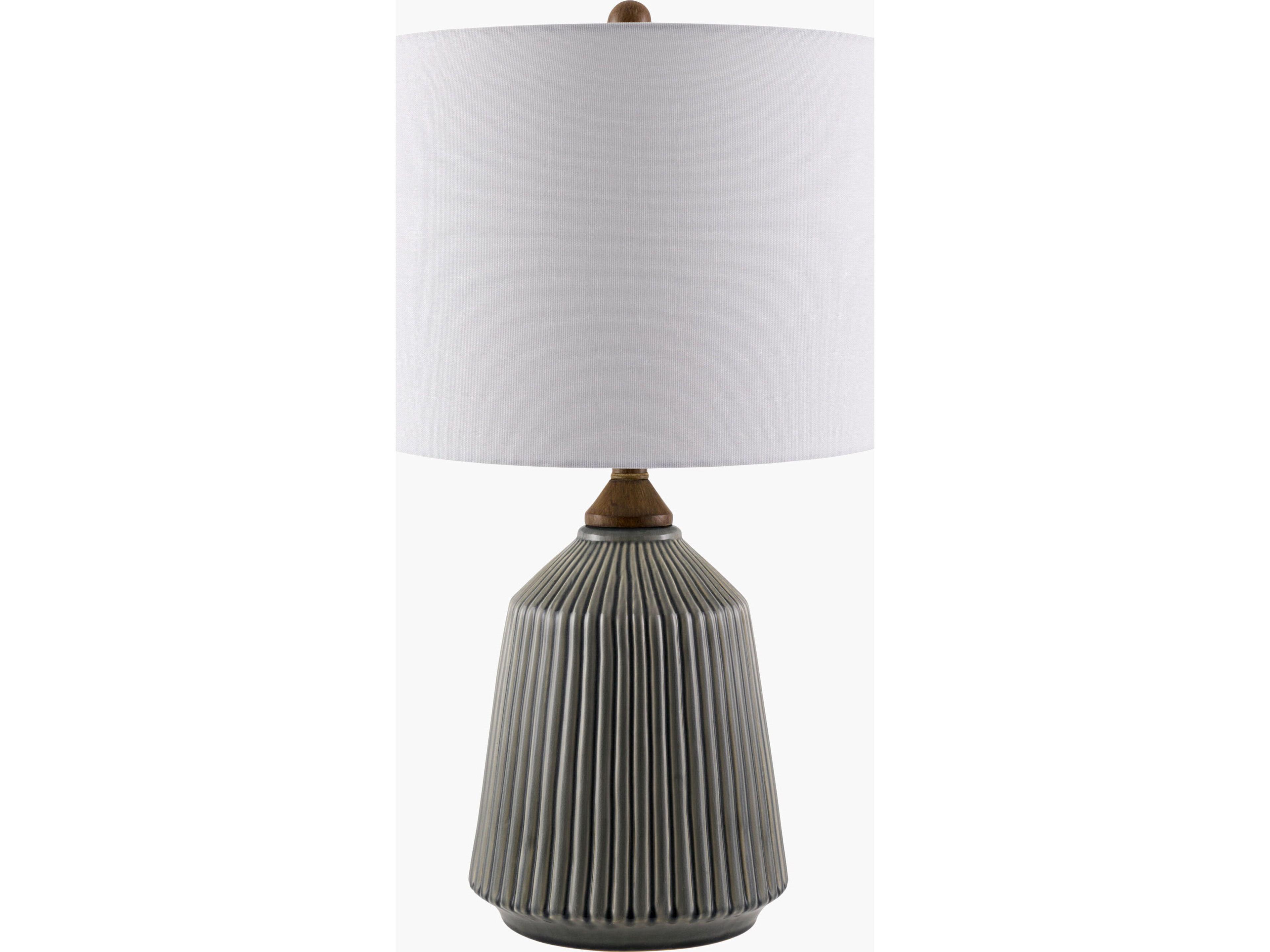 Lennon Glazed Gray White Linen Buffet Lamp