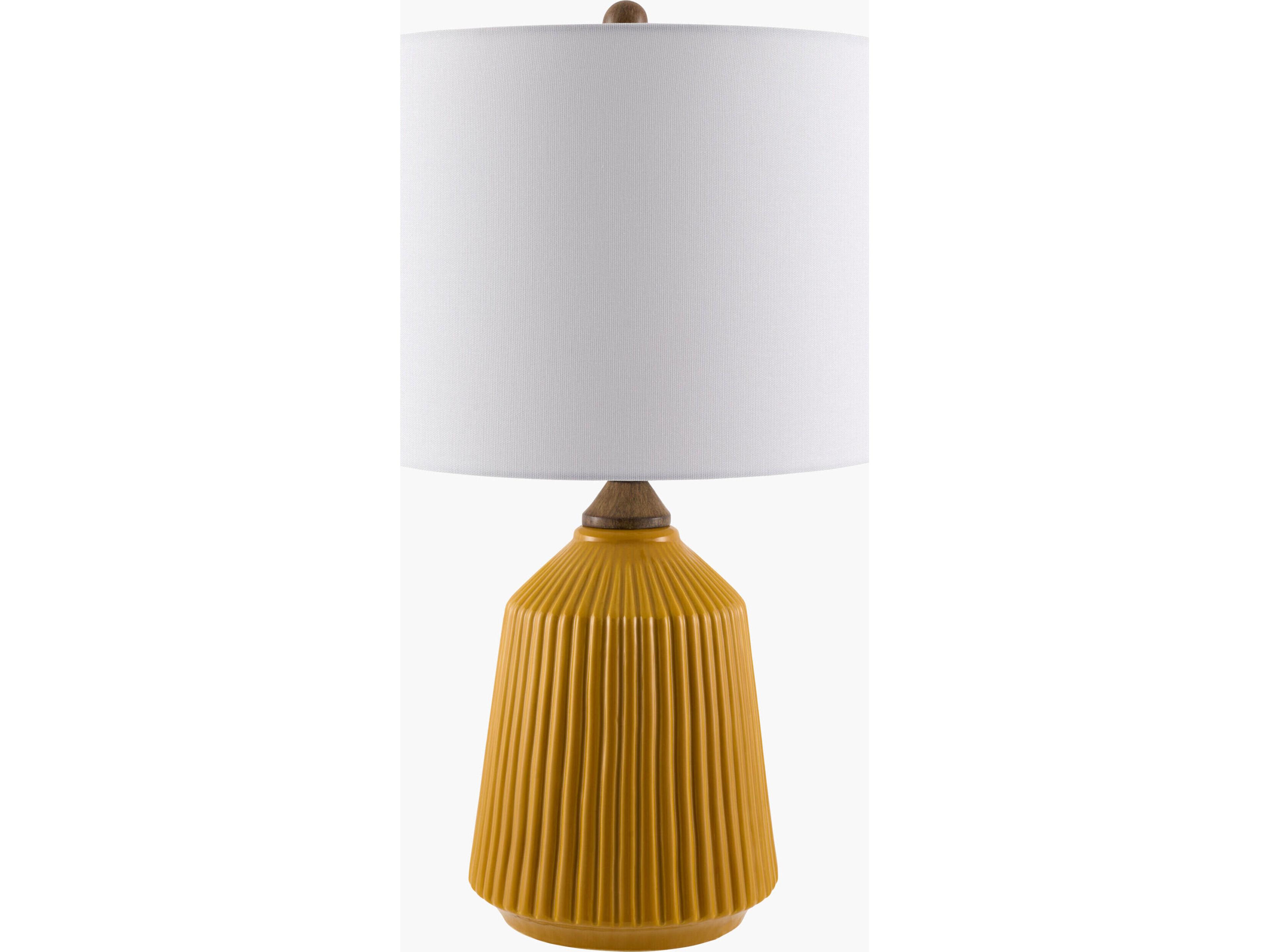 Lennon Glazed Yellow White Linen Buffet Lamp
