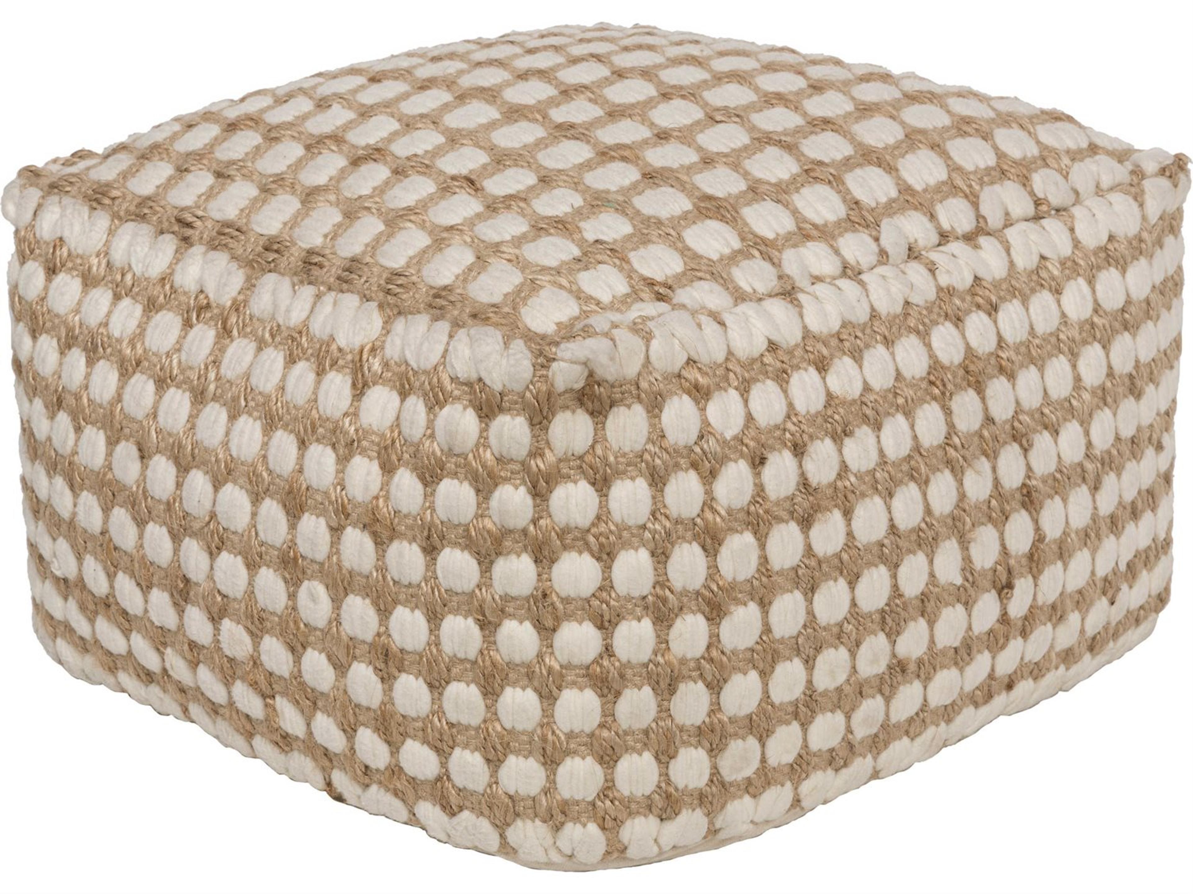 Oak Cove White Khaki Brown Upholstered Ottoman