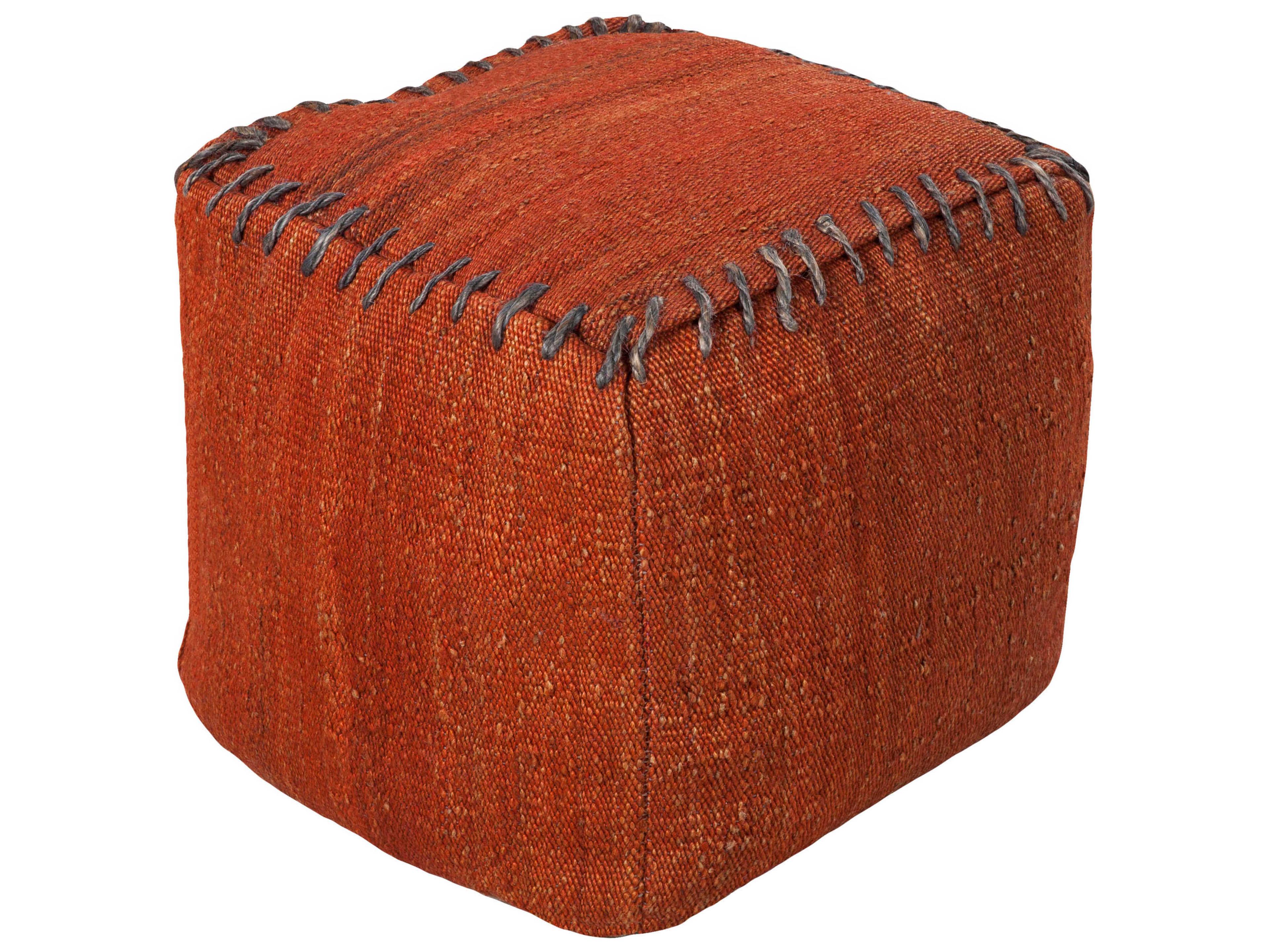 Woodstock Brick Red Charcoal Gray Upholstered Ottoman