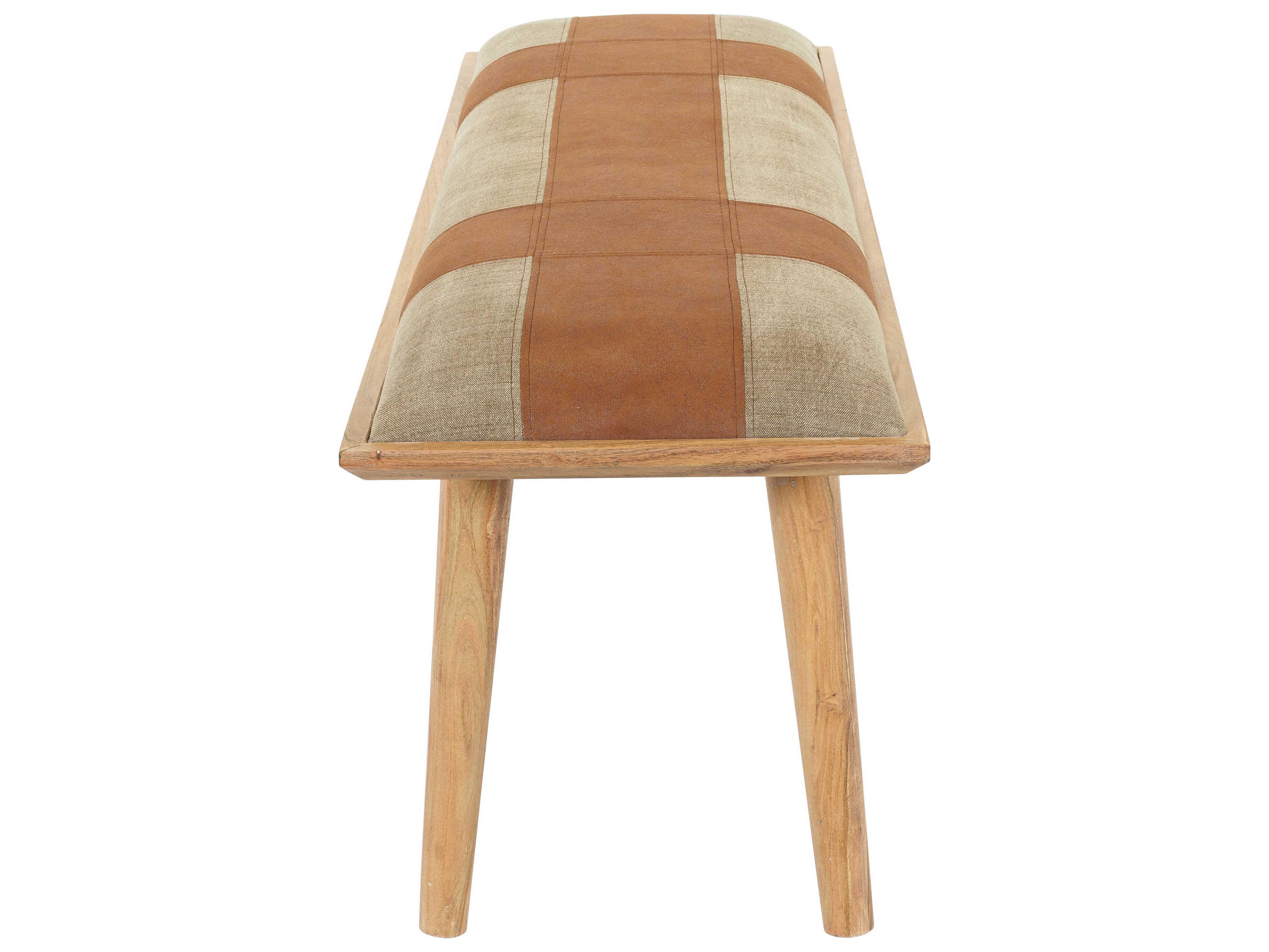 Livabliss by Surya Sacsha Light Beige Brown Faux Leather Accent Bench