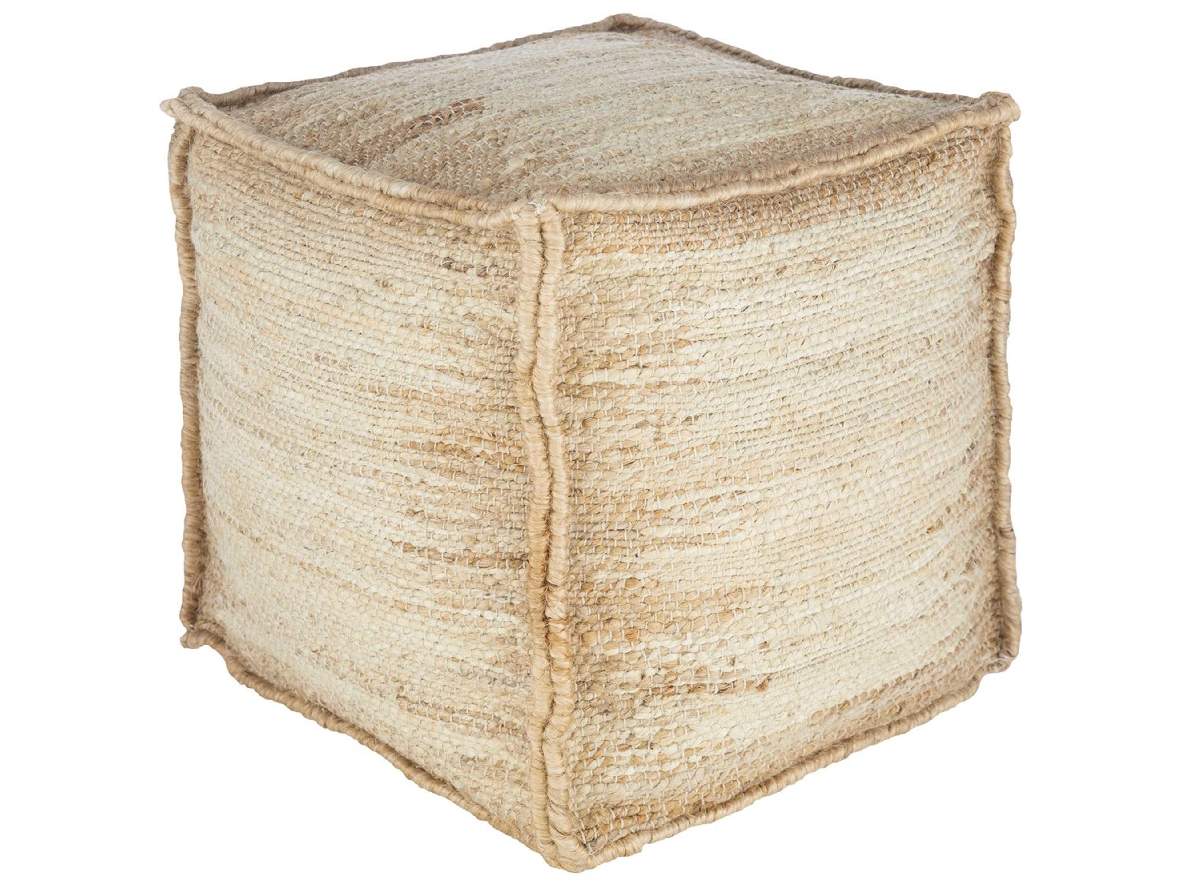 Sonali Ivory Khaki Brown Upholstered Ottoman