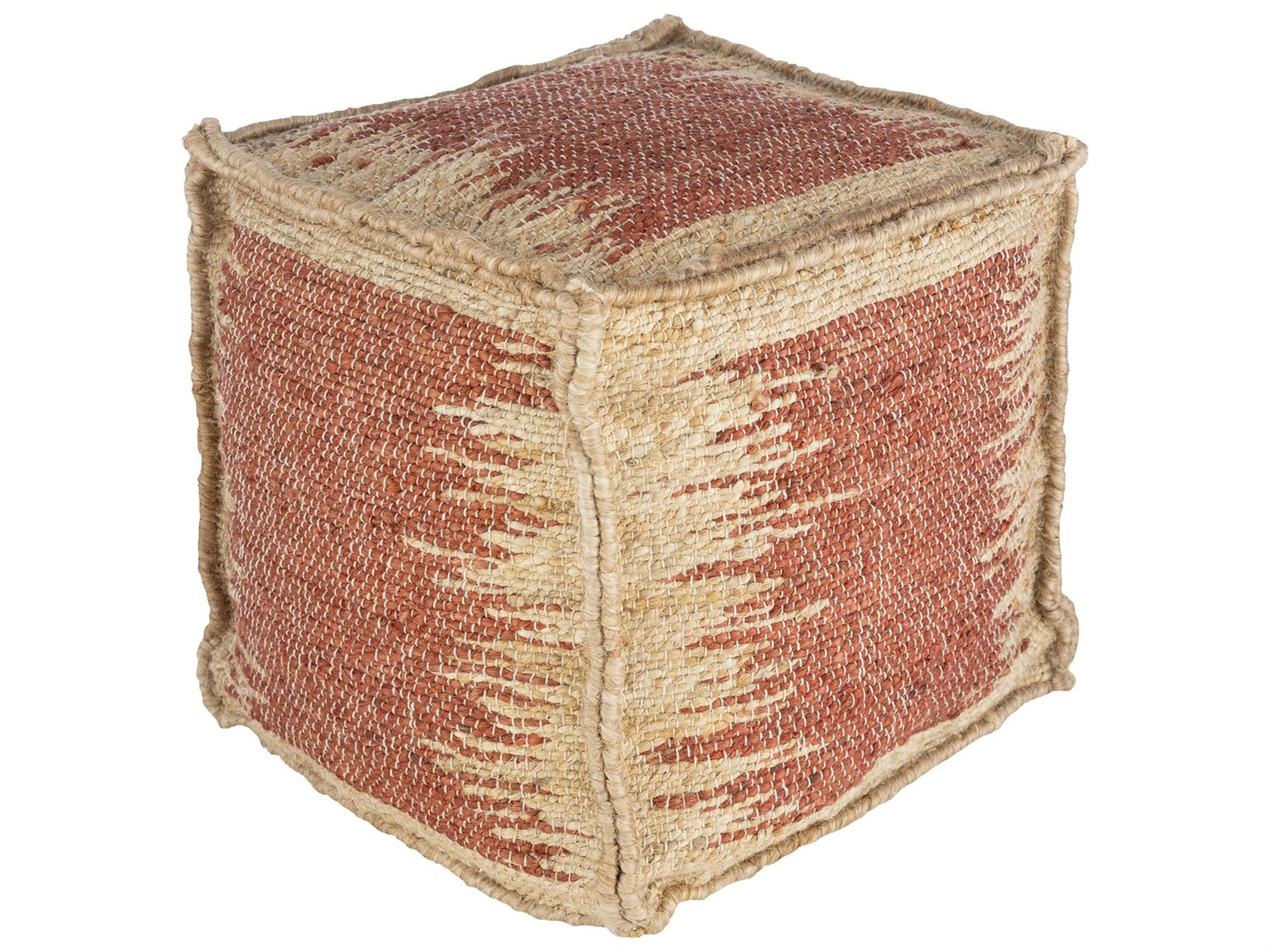 Sonali Burnt Orange Khaki Brown Upholstered Ottoman