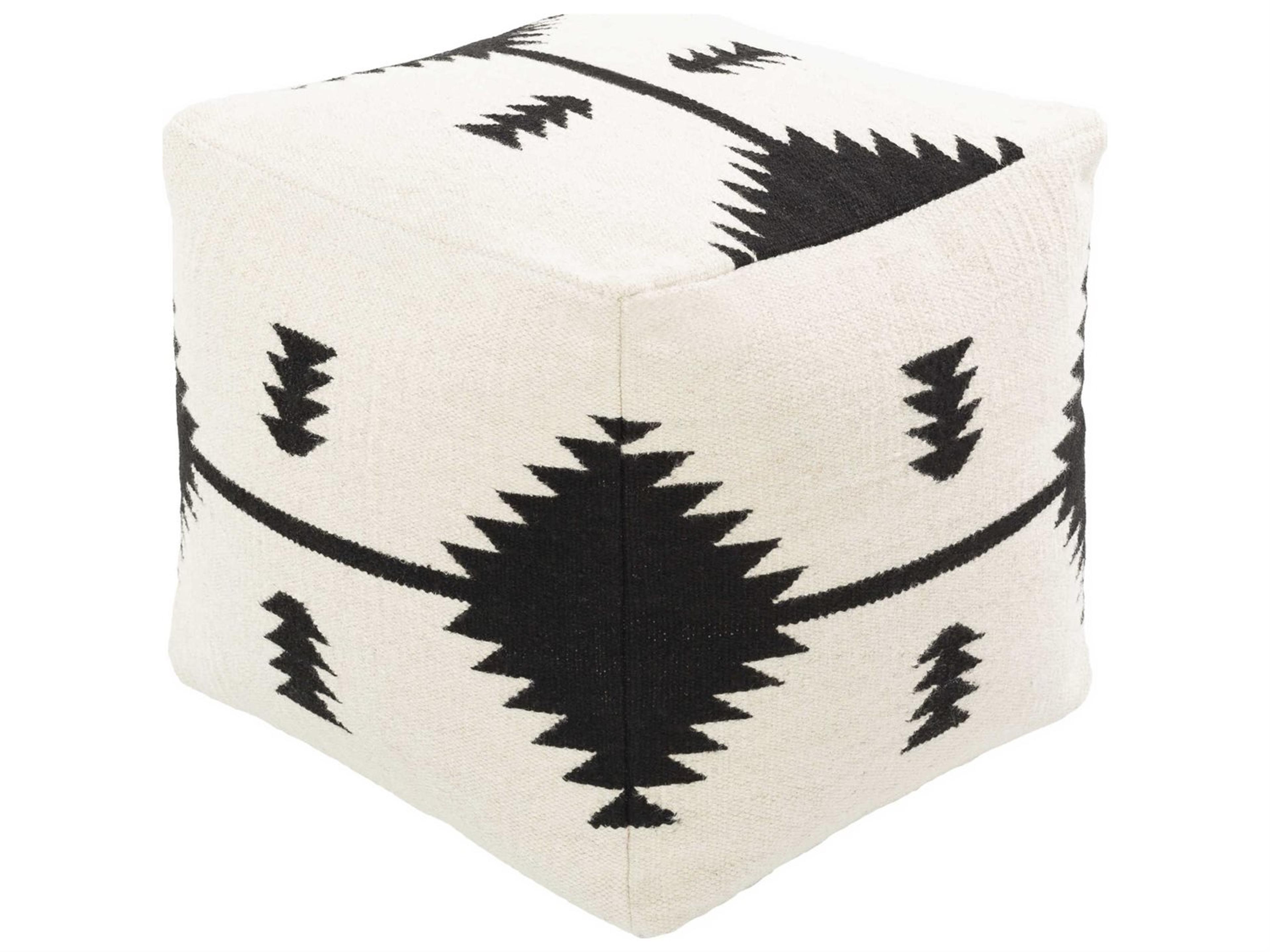 Shiprock Cream Black Upholstered Ottoman