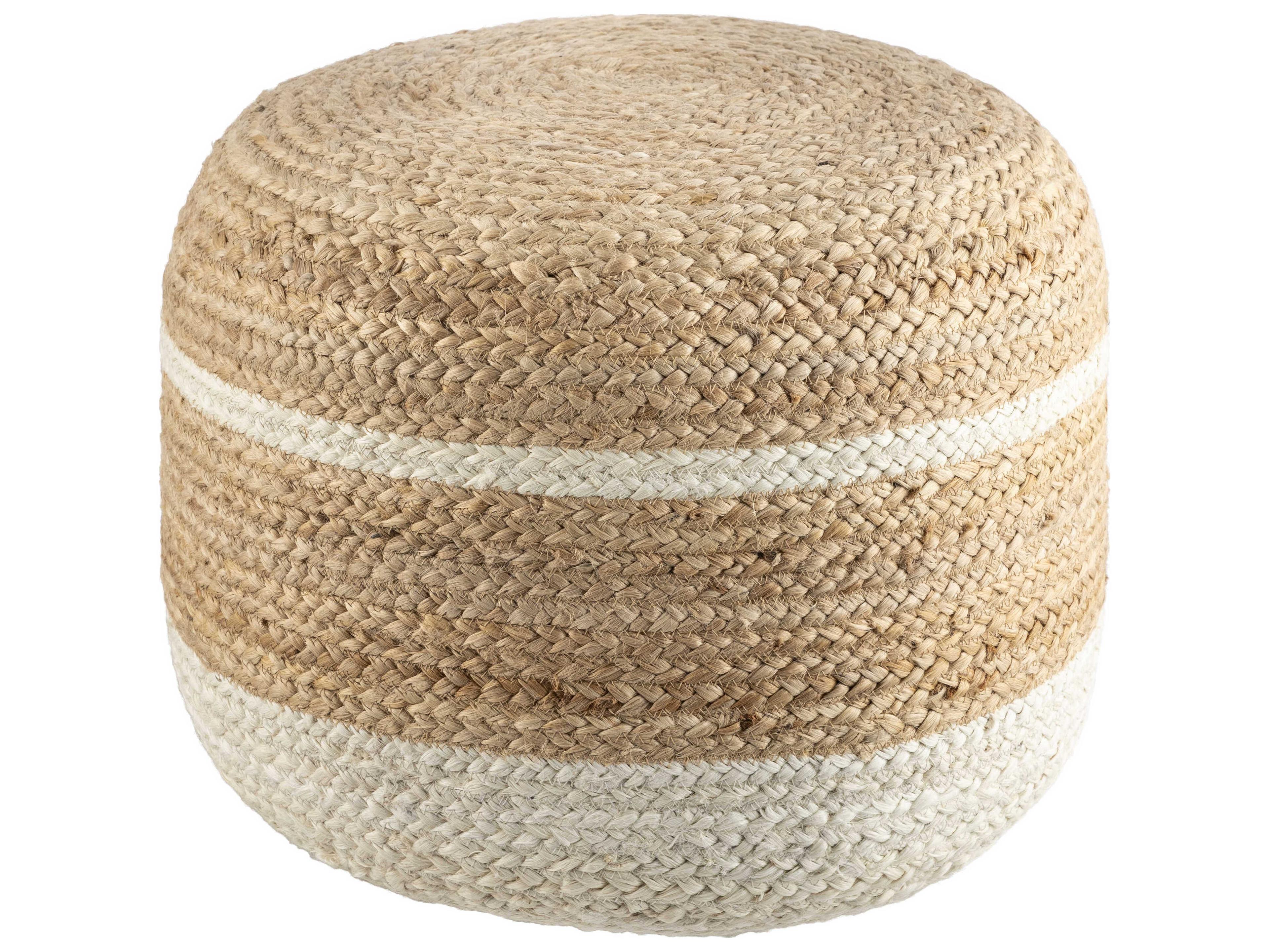 Saratov Beige Sand Ivory Pouf