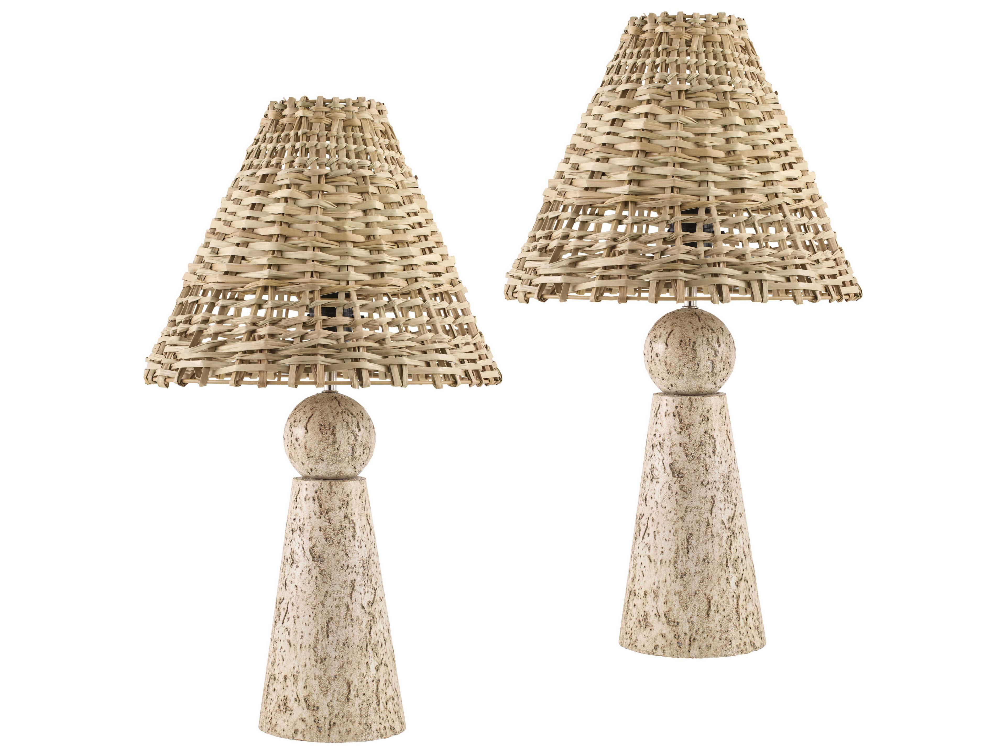 Teslin Gray Brown Table Lamp (Set of 2)