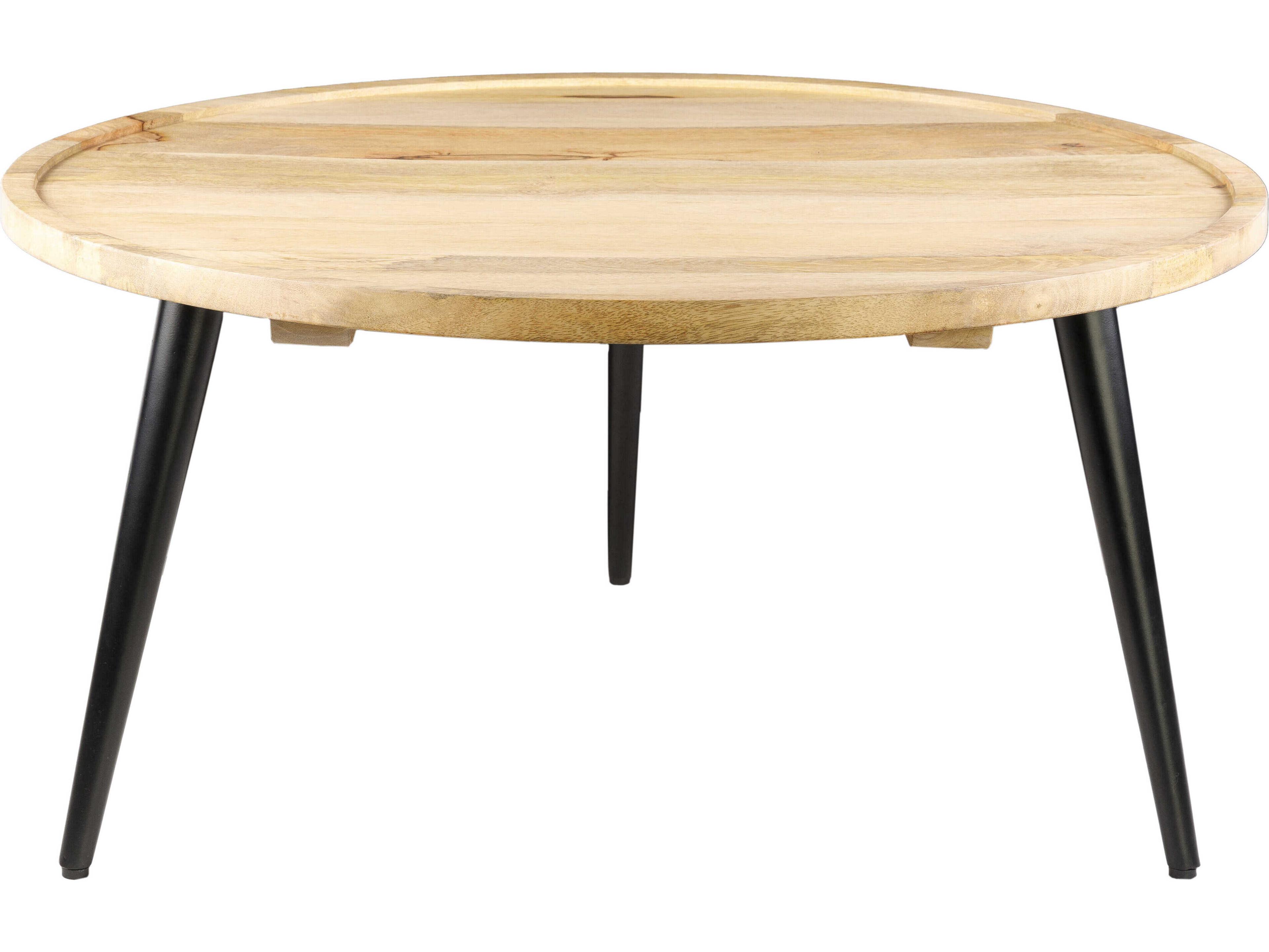 Saraswati Round Wood Tan Black Coffee Table