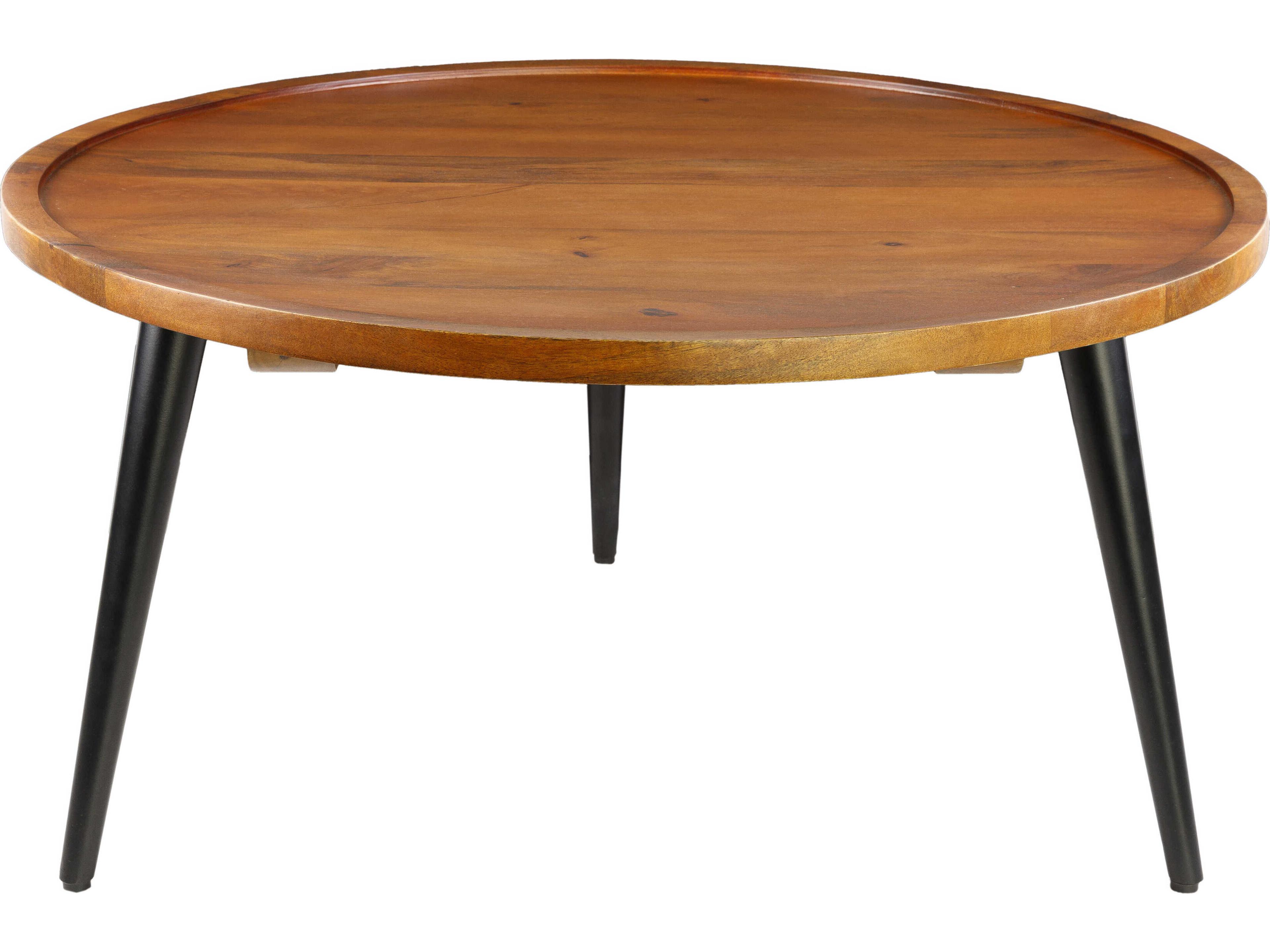 Saraswati Round Wood Brown Black Coffee Table