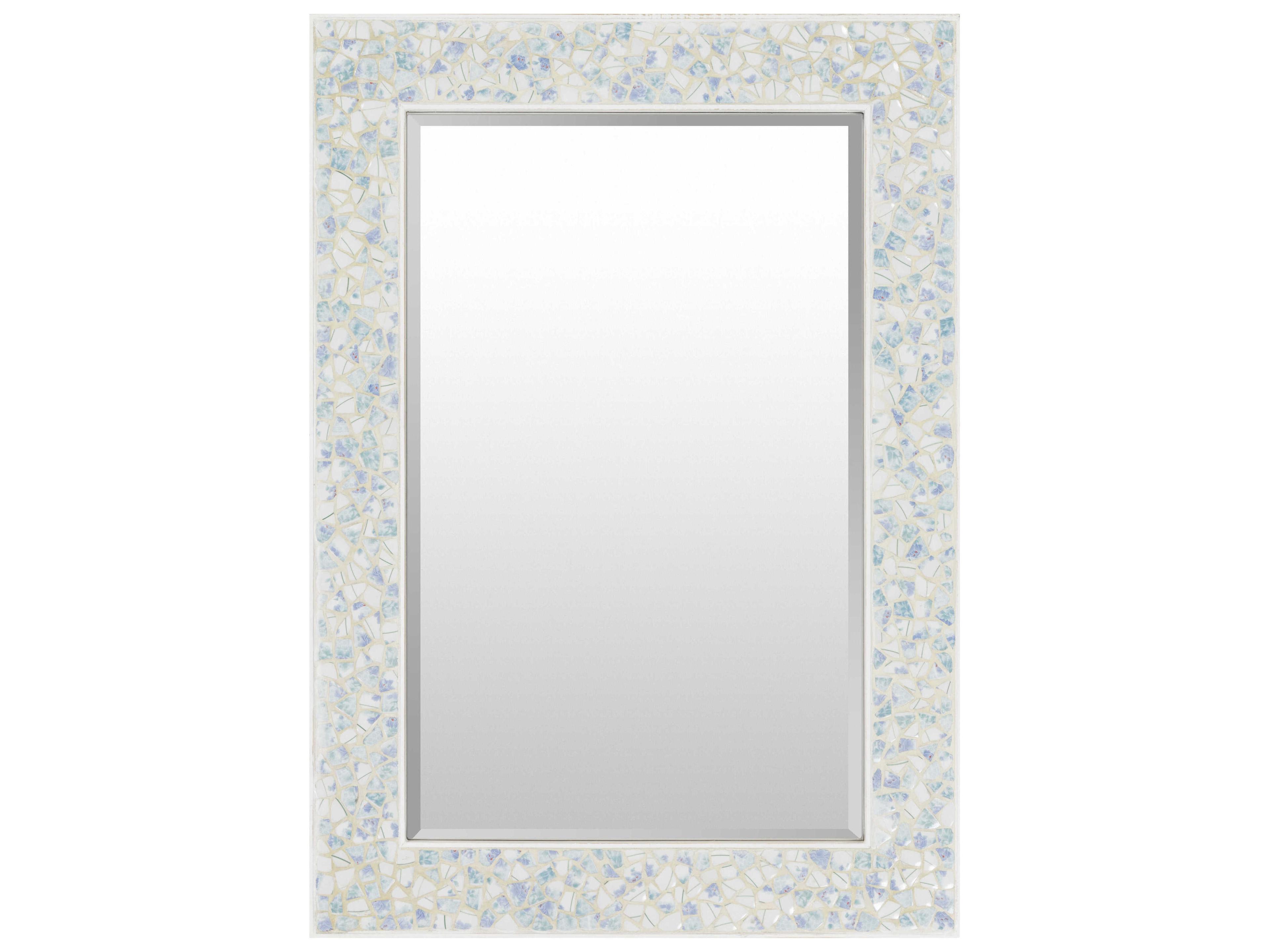 Whitaker Natural Ivory Blue Rectangular Wall Mirror