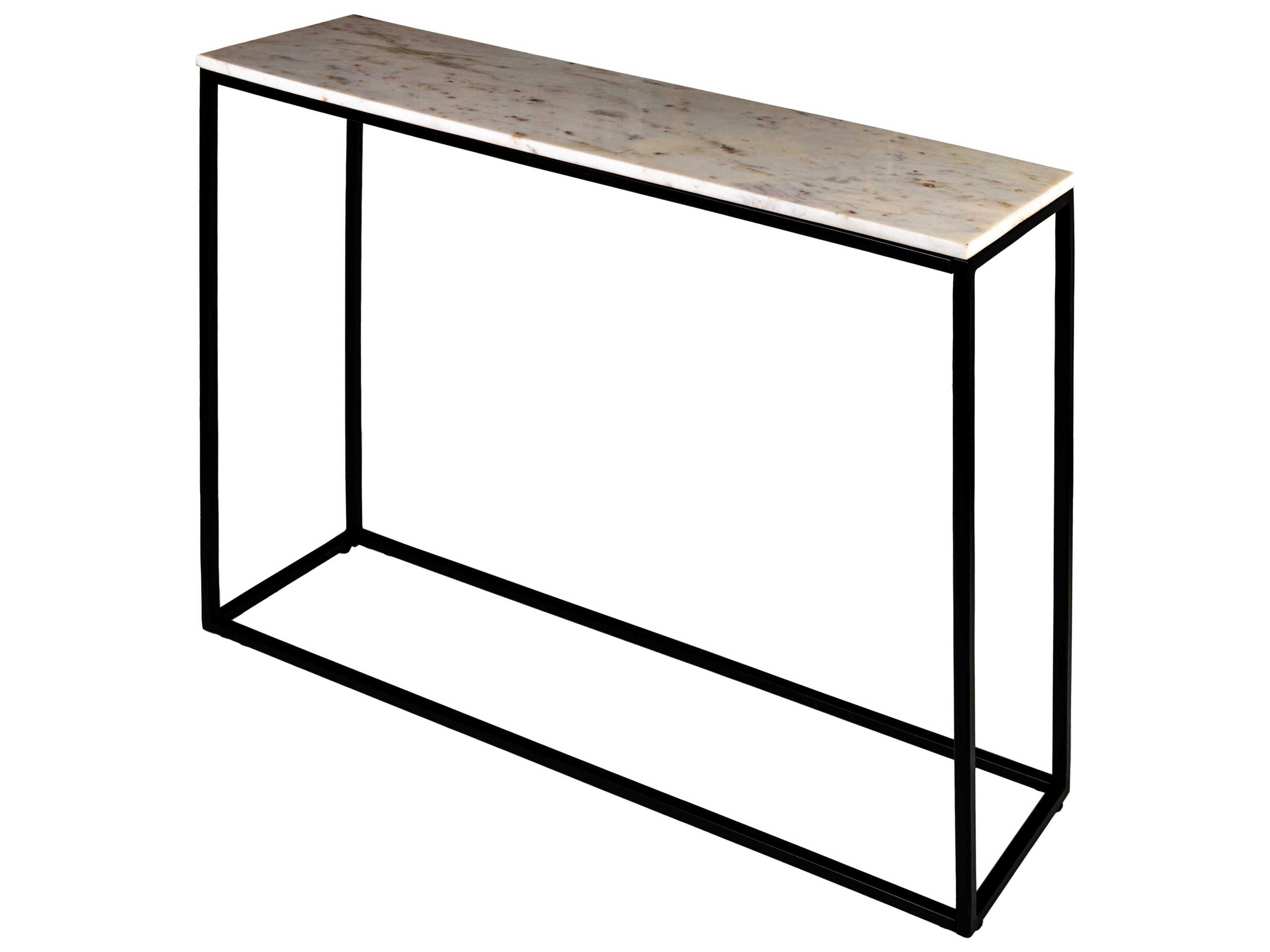 Aryaa Rectangular Wood White Black Console Table