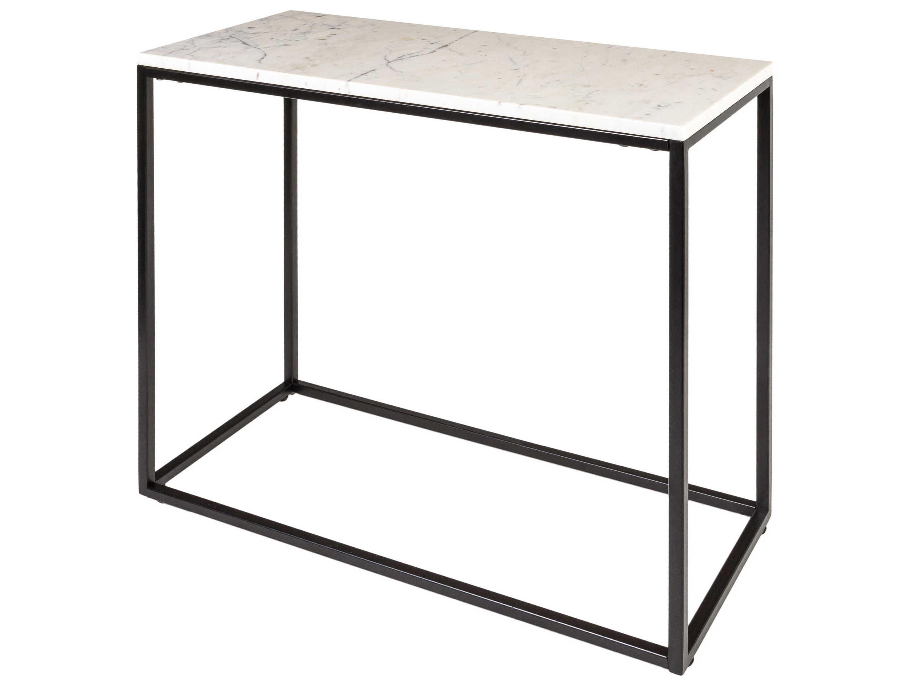 Aryaa Rectangular Marble White Black End Table