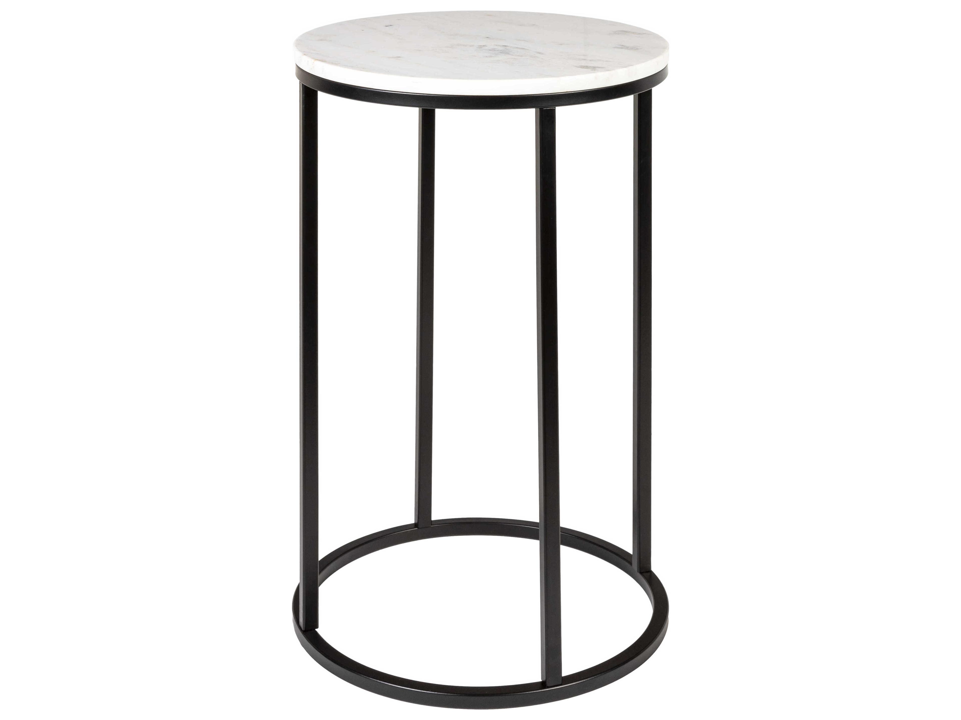 Aryaa Round Marble White Black End Table