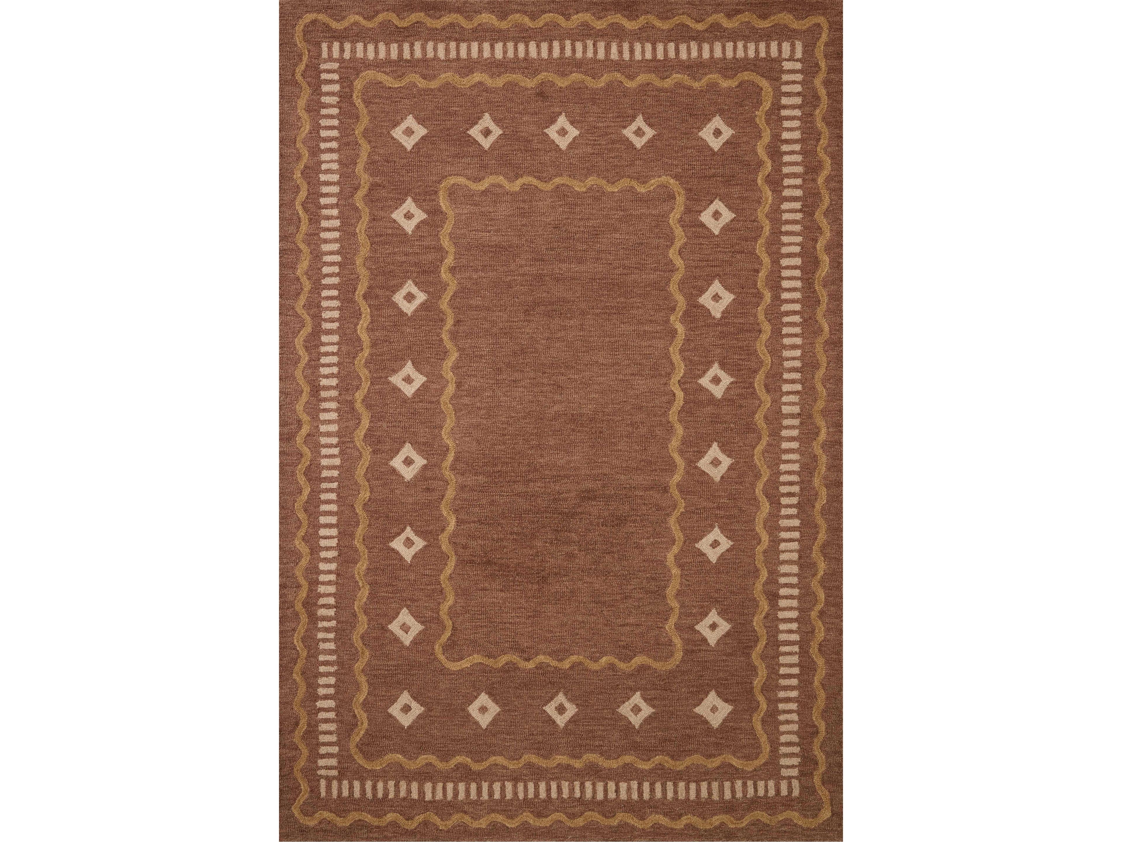 Alfie Hand Tufted Wool Area Rug in Clay and Spice