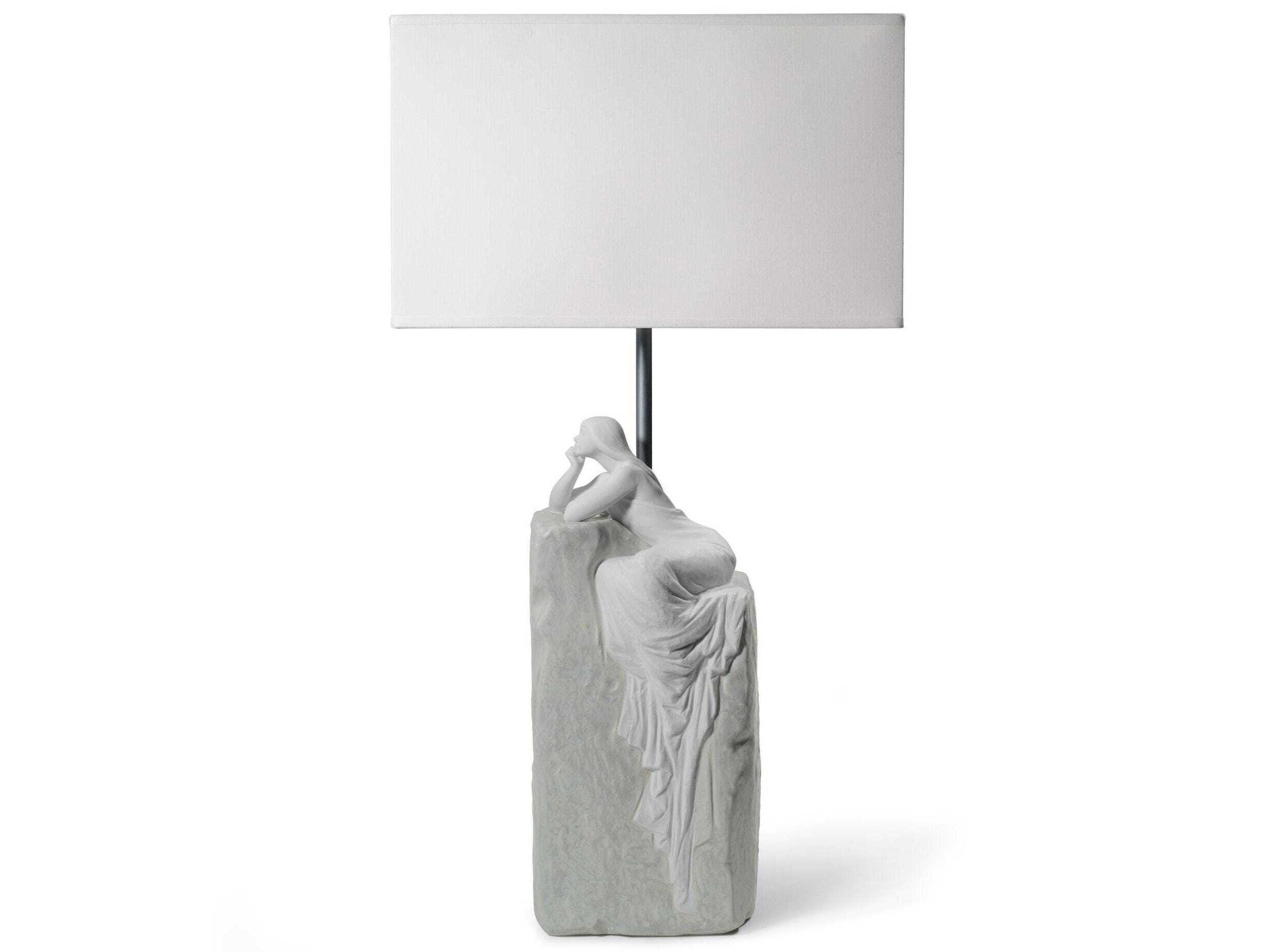 Meditating Woman-II Gray Table Lamp