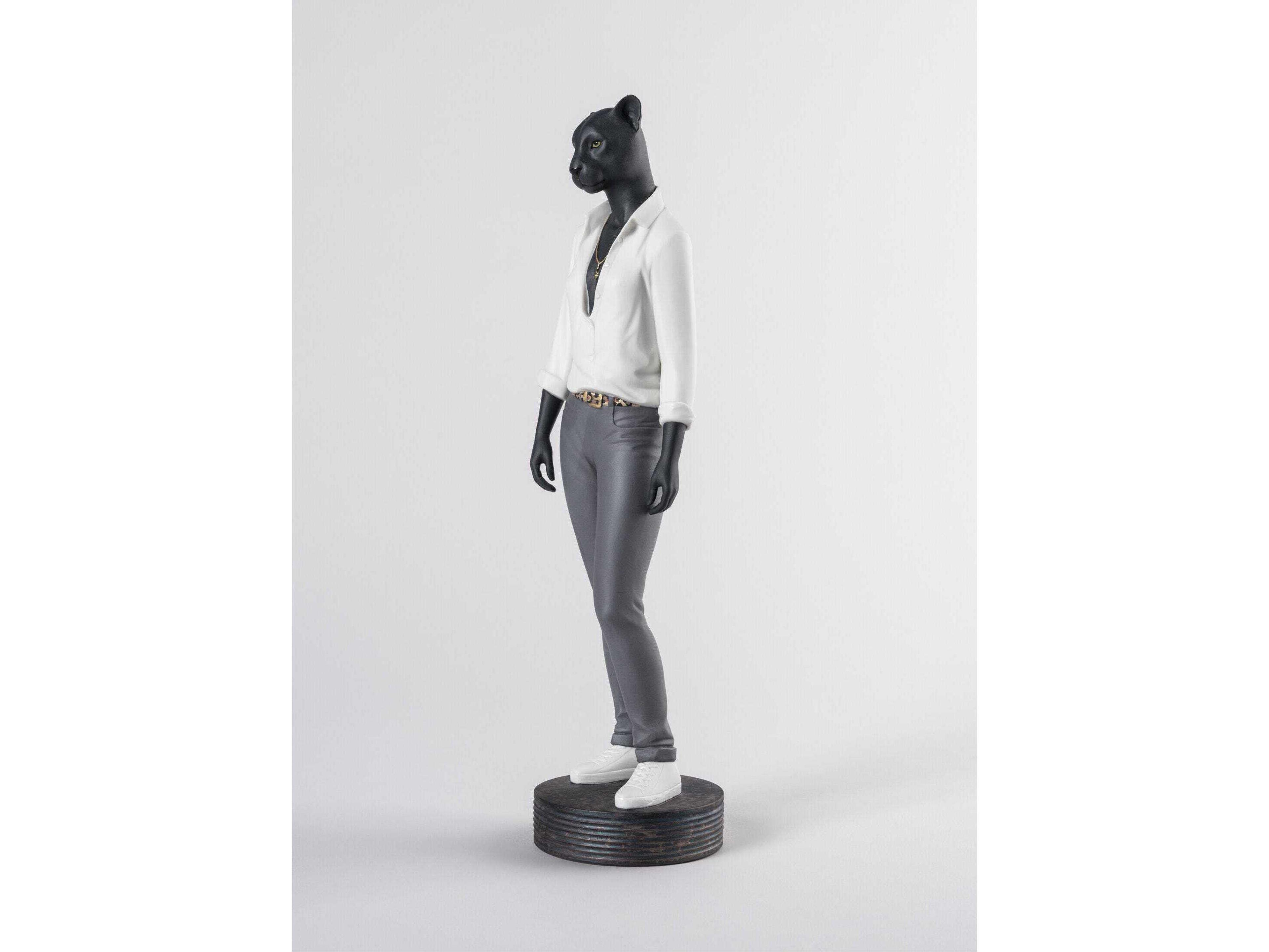 Lladro Panther Woman Figurine