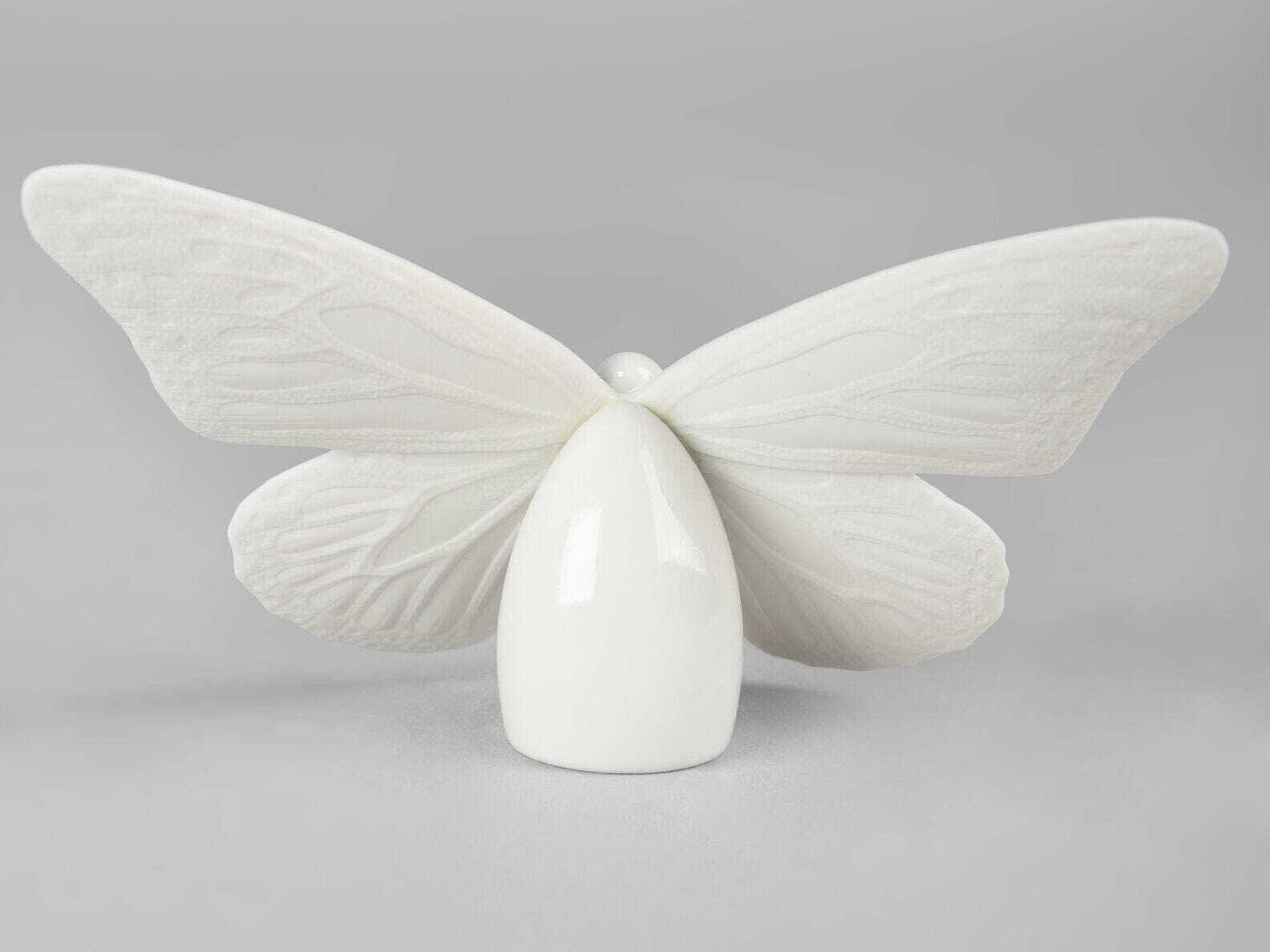 Lladro Golden Luster White Butterfly Figurine