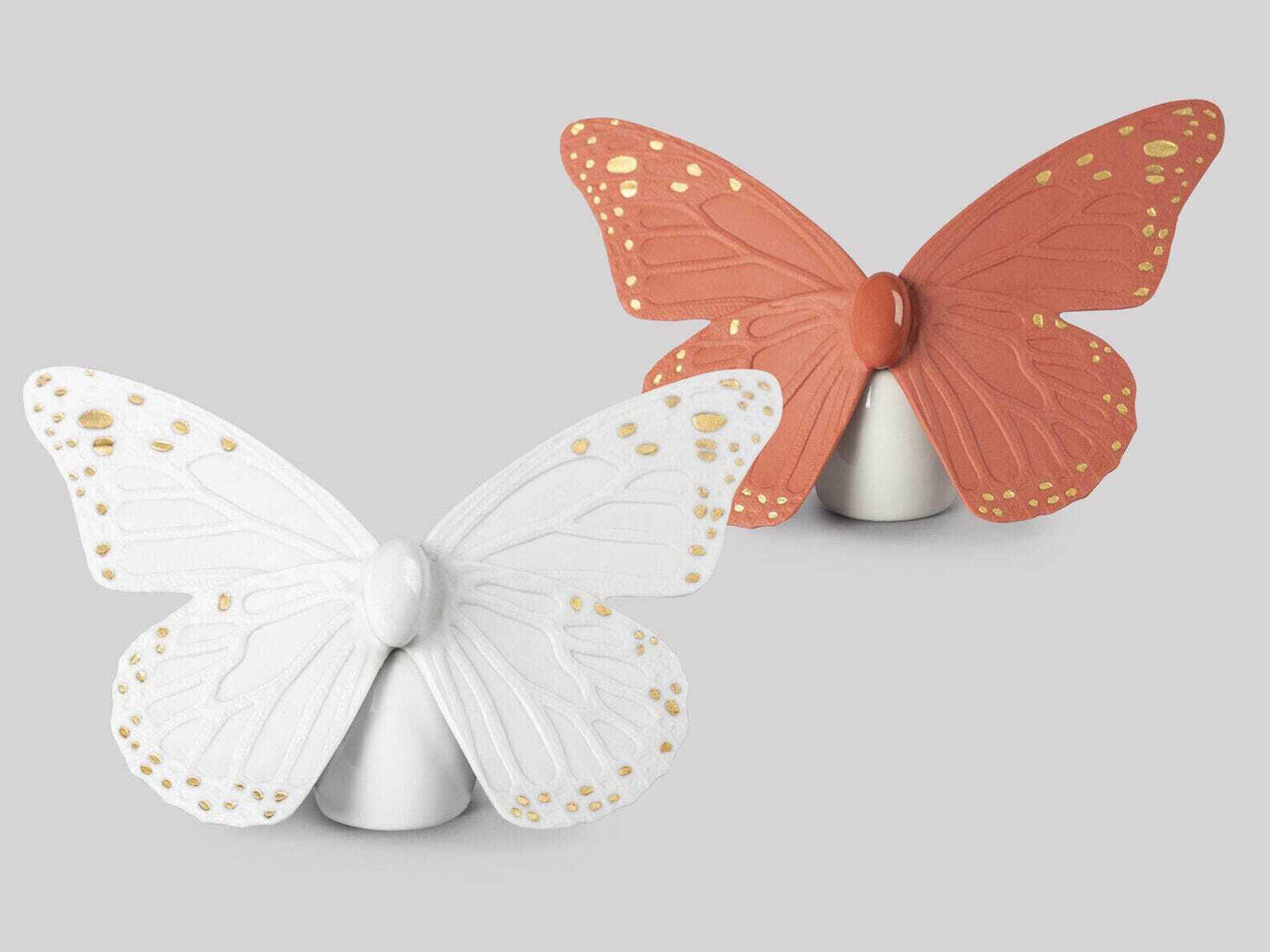 Lladro Golden Luster White Butterfly Figurine